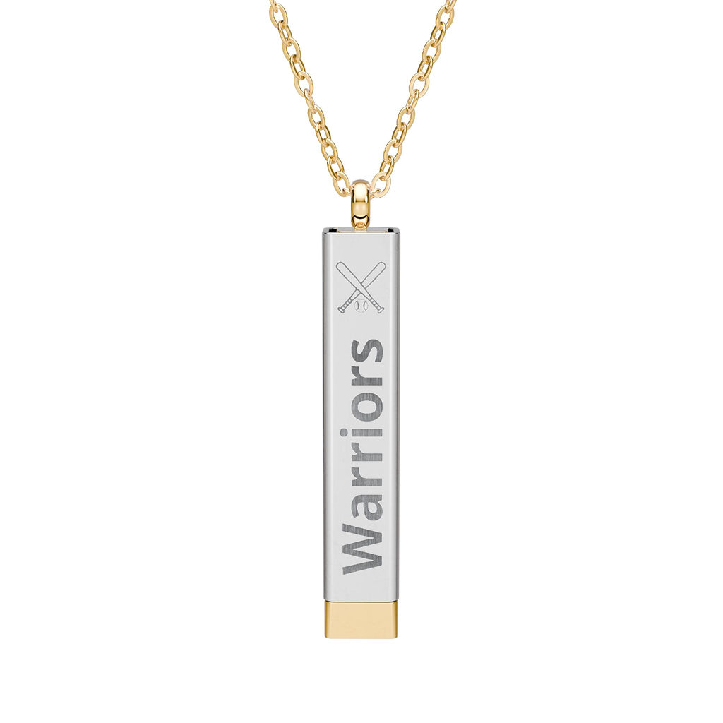 Custom Baseball/Softball Sliding Bar Necklace, Engraved Name & Number