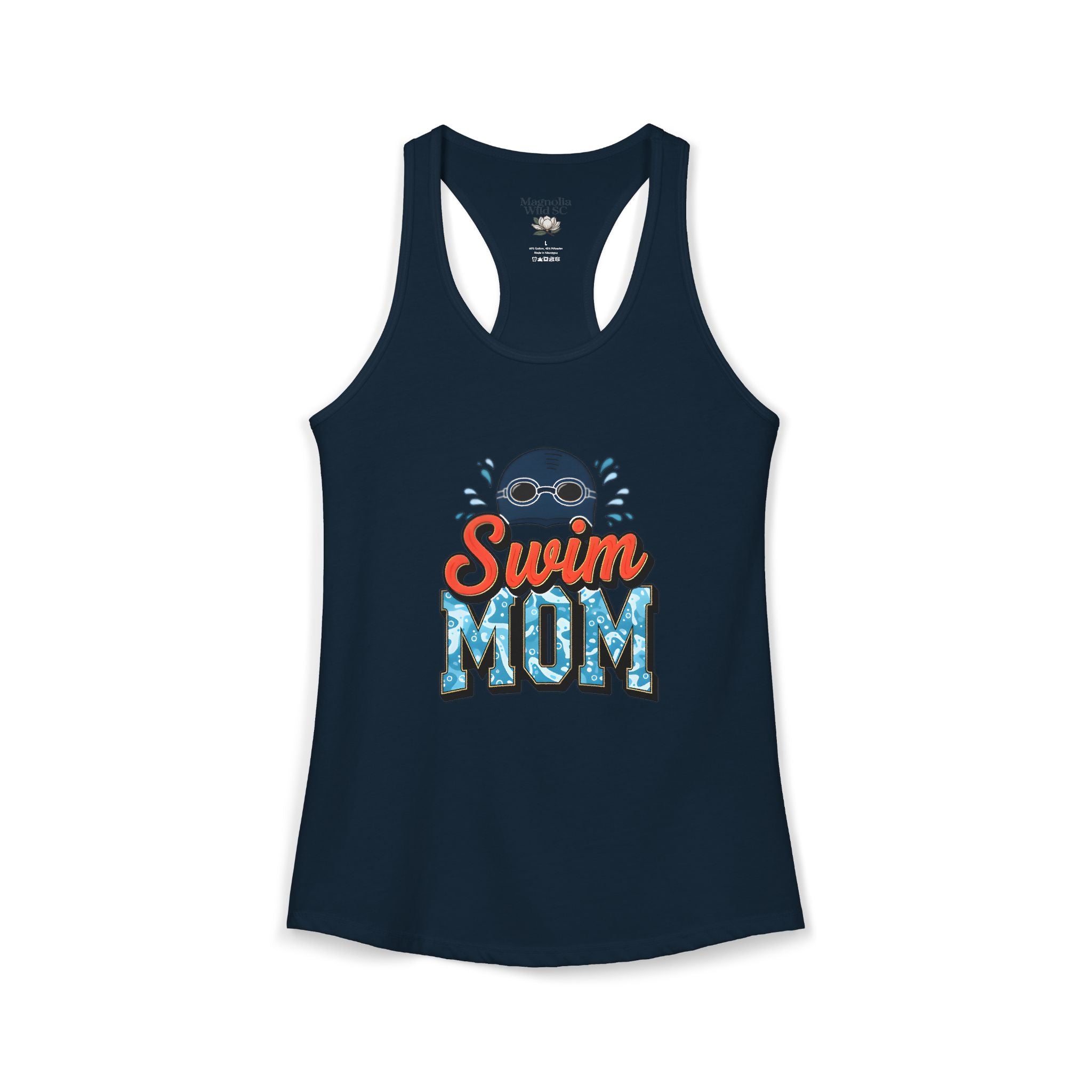 Swim Mom Racerback Tank – Personalized Name & Number Option | Lightweight Women’s Swim Tank Top - Magnolia Wild SC