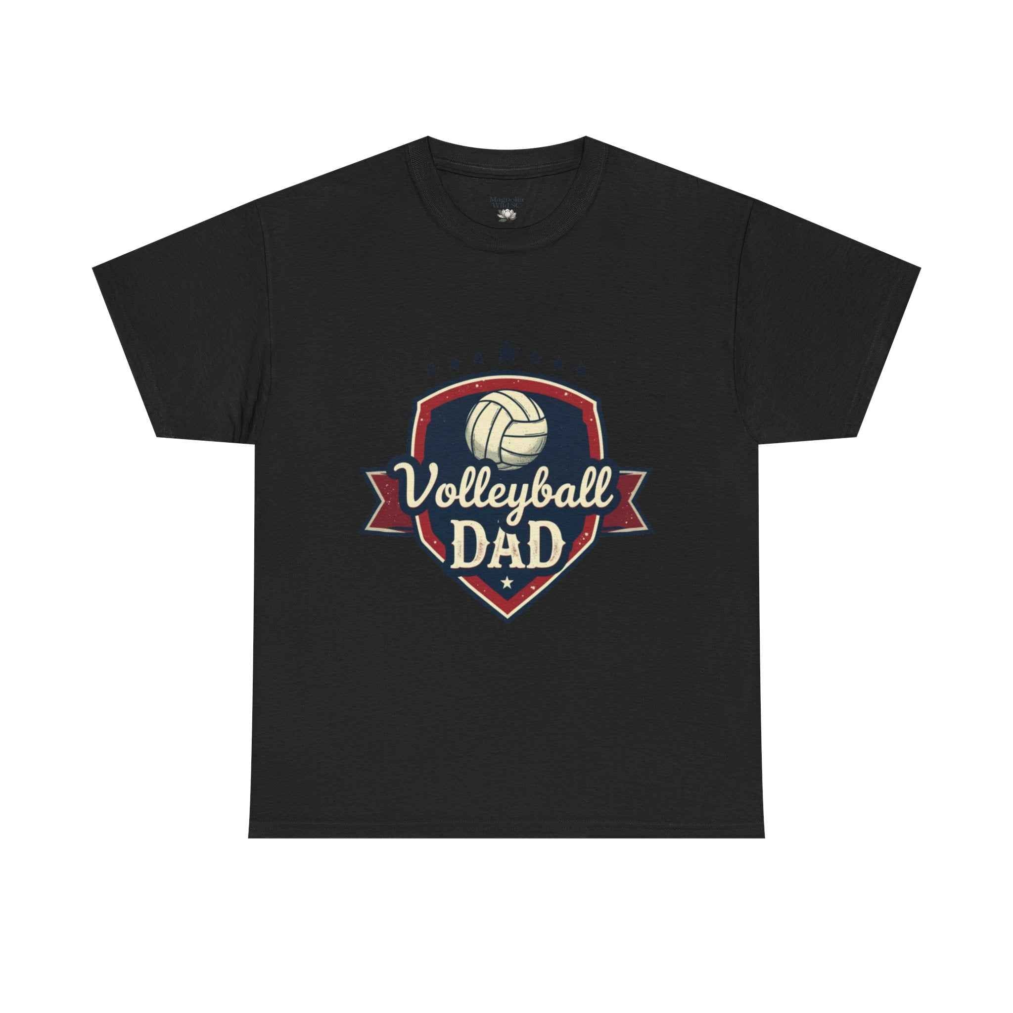 Retro Badge Style: The Vintage Volleyball Dad Shield Tee