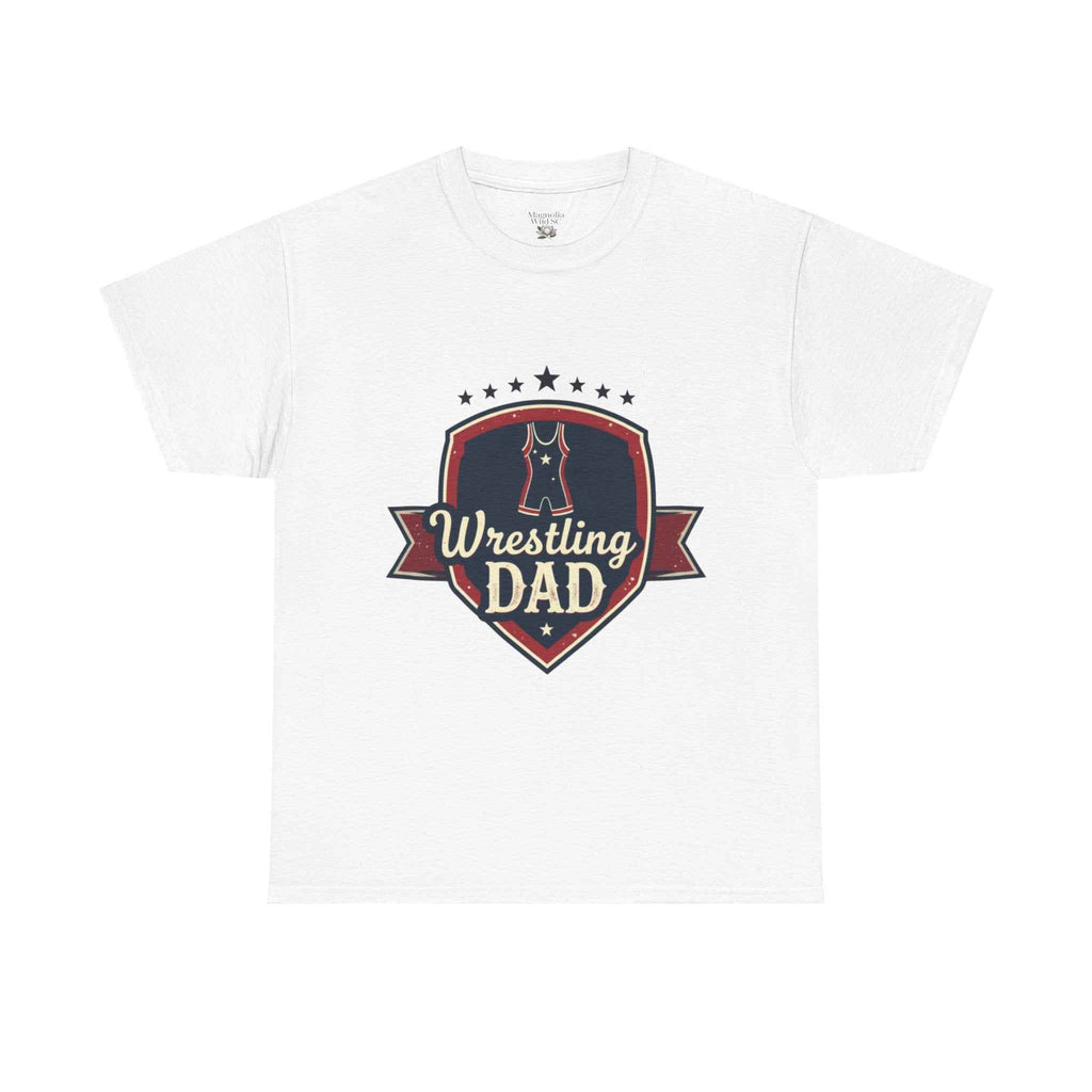 Retro Badge Style: The Vintage Wrestling Dad Shield Tee