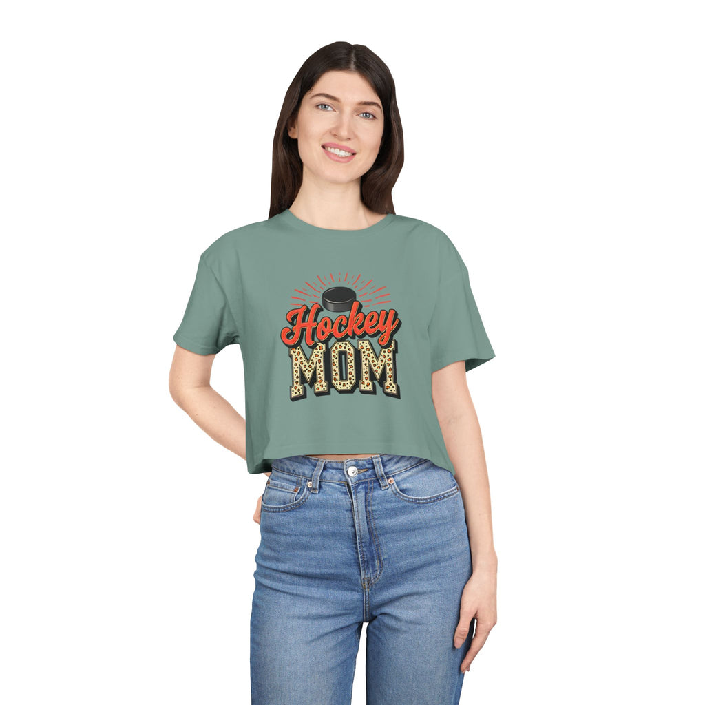 Hockey Mom Cheetah Print Women's Crop Tee - Magnolia Wild SC