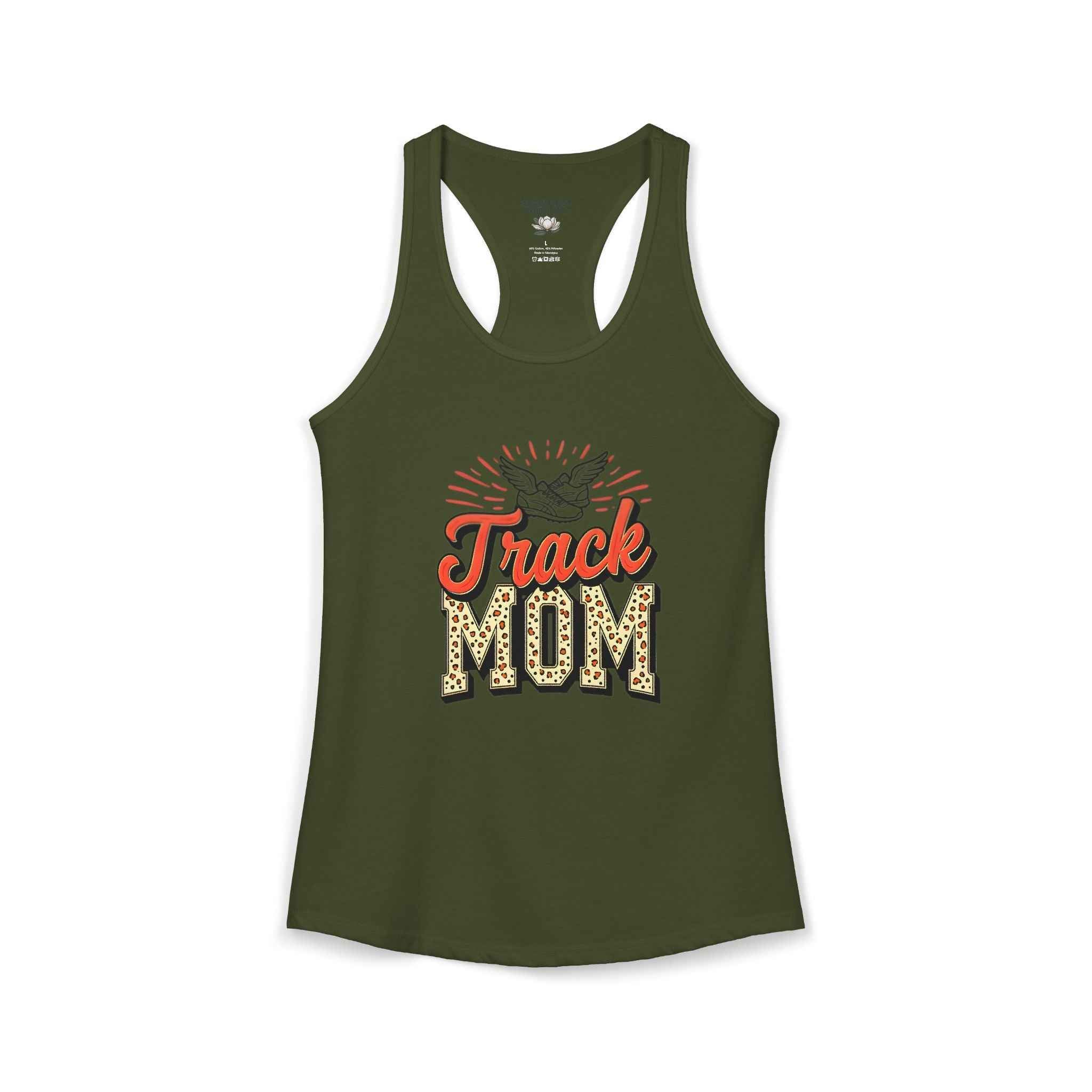 Track Mom Racerback Tank – Personalized Name & Number Option