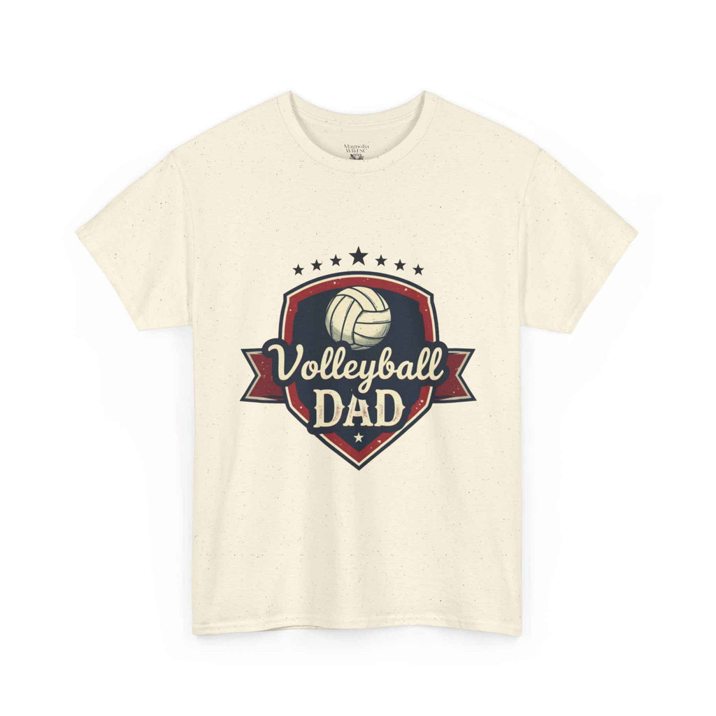 Retro Badge Style: The Vintage Volleyball Dad Shield Tee