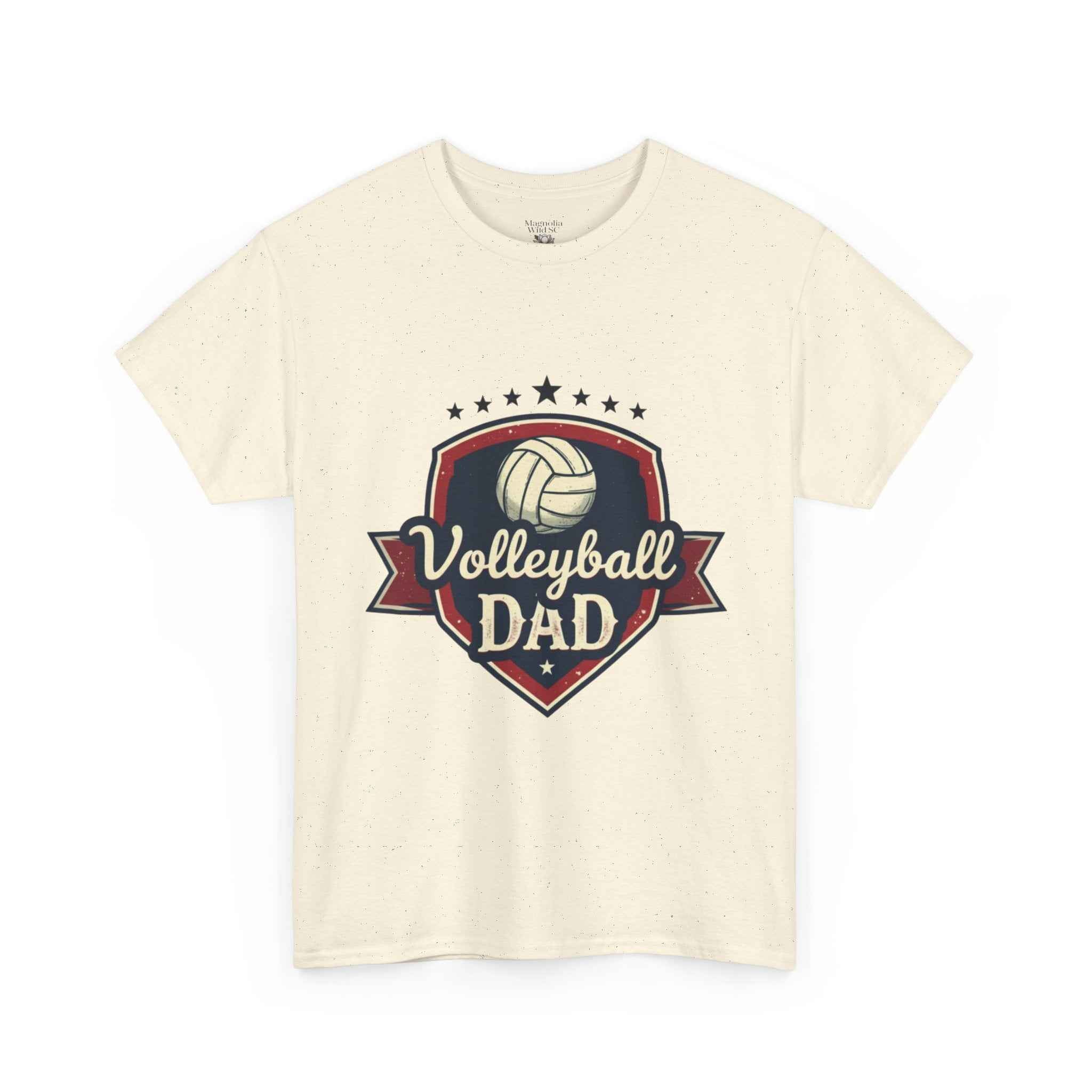 Retro Badge Style: The Vintage Volleyball Dad Shield Tee