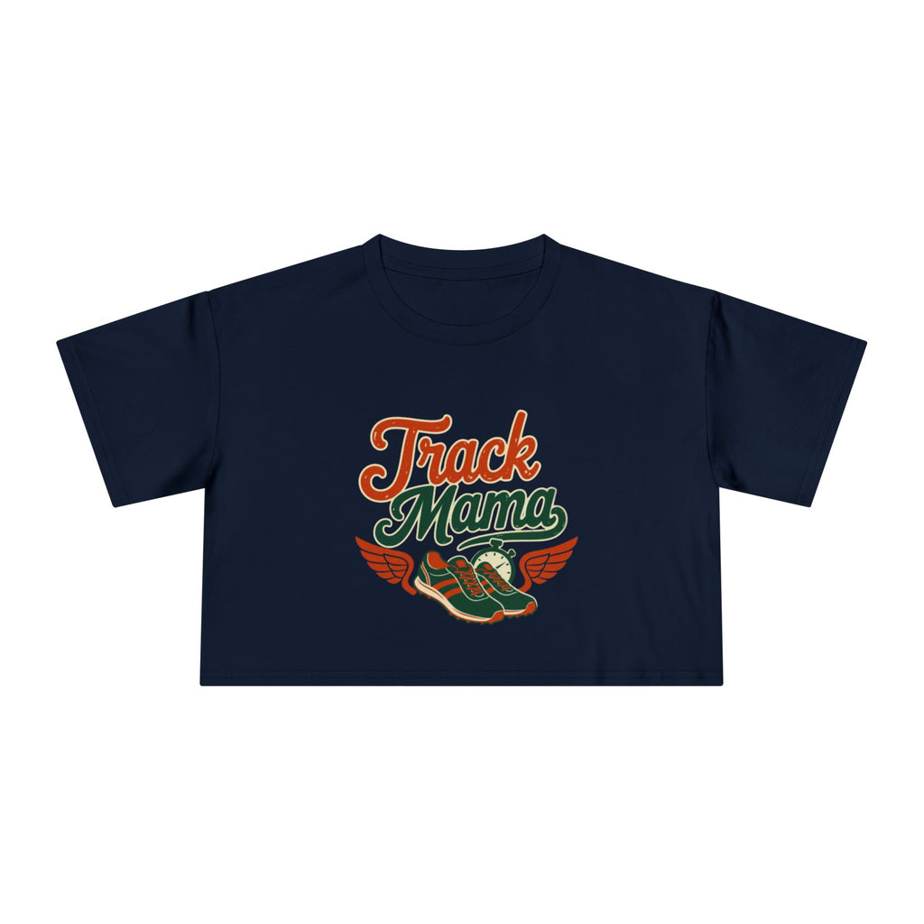 Track Mama Crop Tee | Retro Track and Field Graphic, Mom Sports Top - Magnolia Wild SC