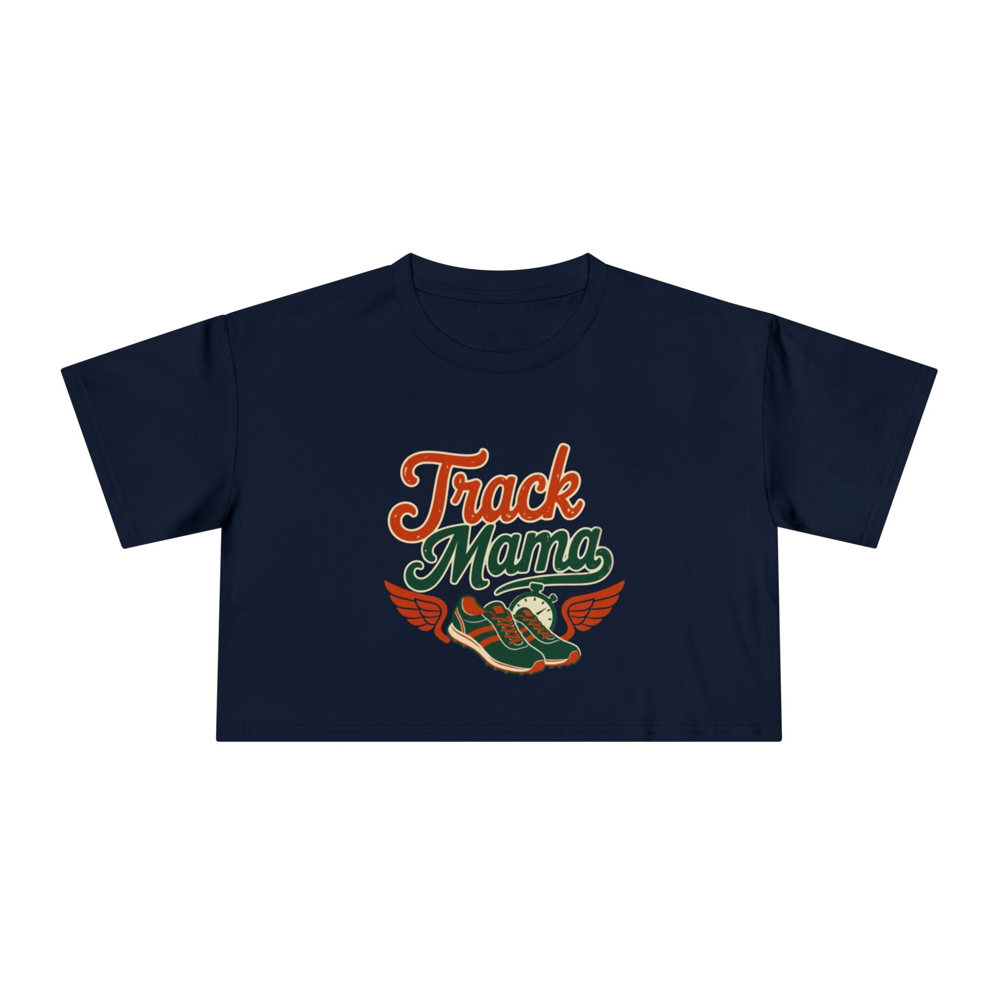 Track Mama Crop Tee | Retro Track and Field Graphic, Mom Sports Top - Magnolia Wild SC