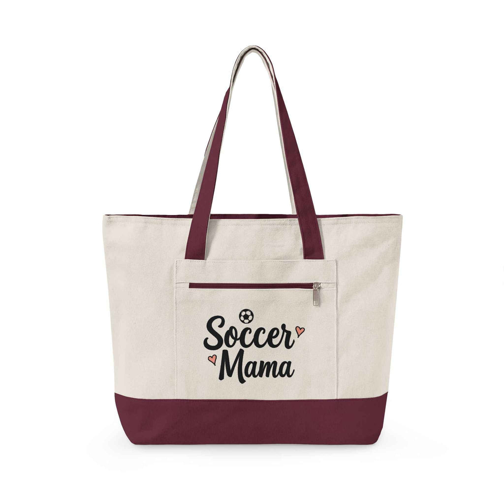 Personalized Soccer Mama Zippered Canvas Tote — Game Day Essential