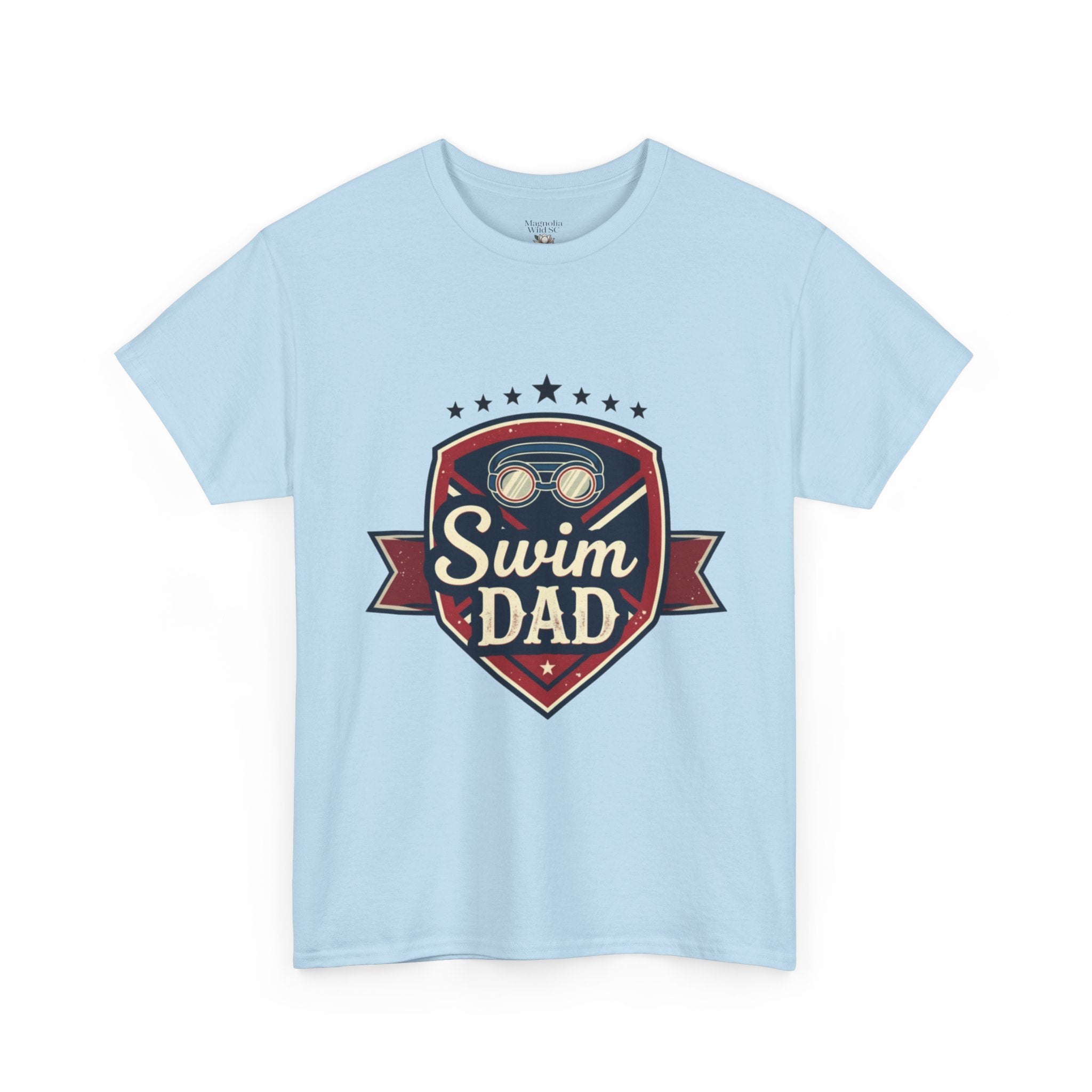 Retro Badge Style: The Vintage Swim Dad Shield Tee - Magnolia Wild SC