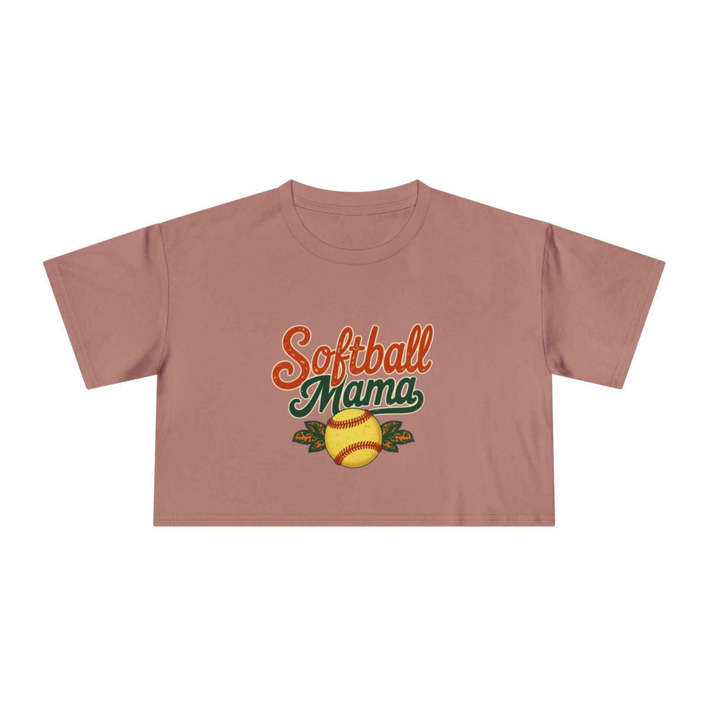 Softball Mama Crop Tee | Retro Softball Graphic, Mom Sports Top