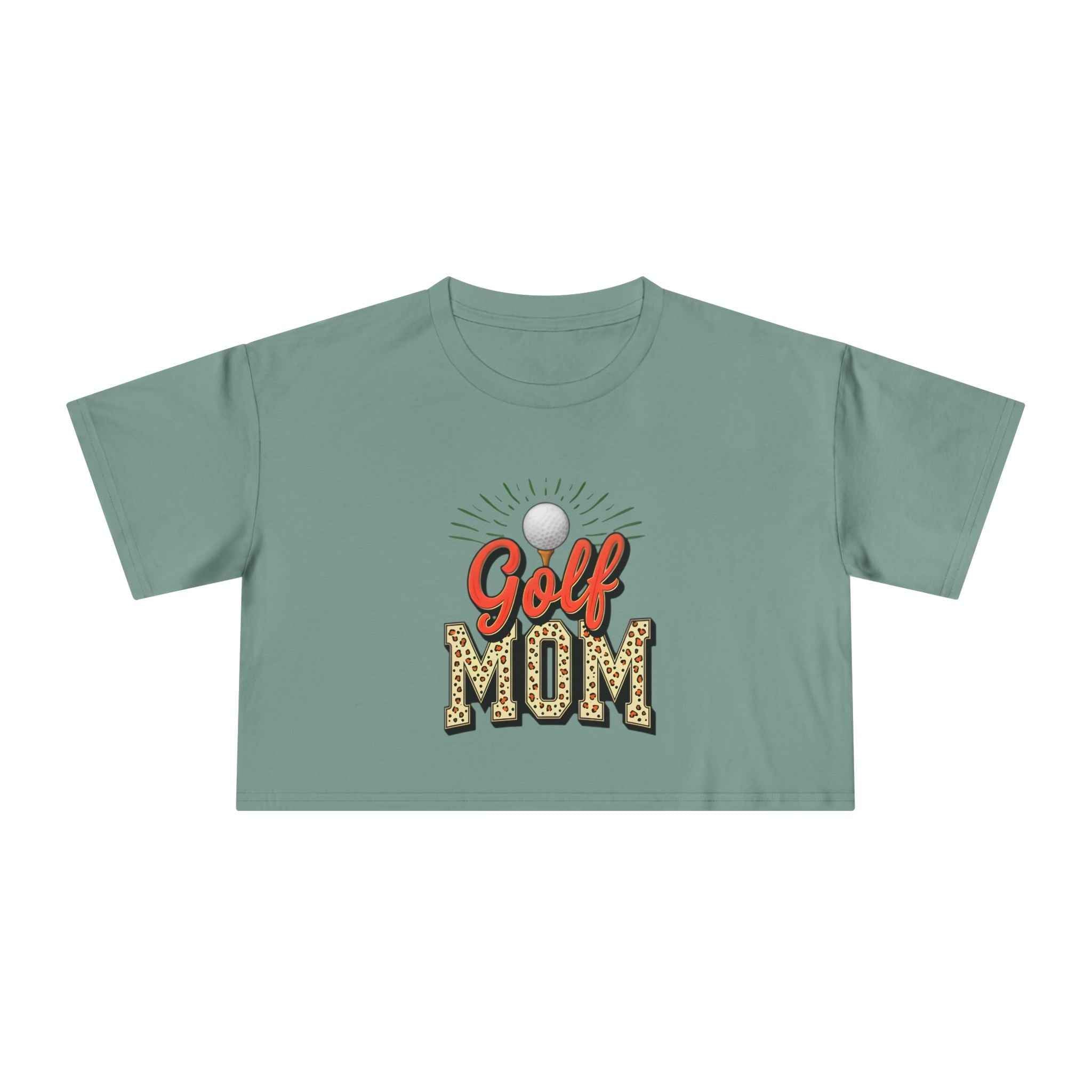 Golf Mom Cheetah Print Women's Crop Tee