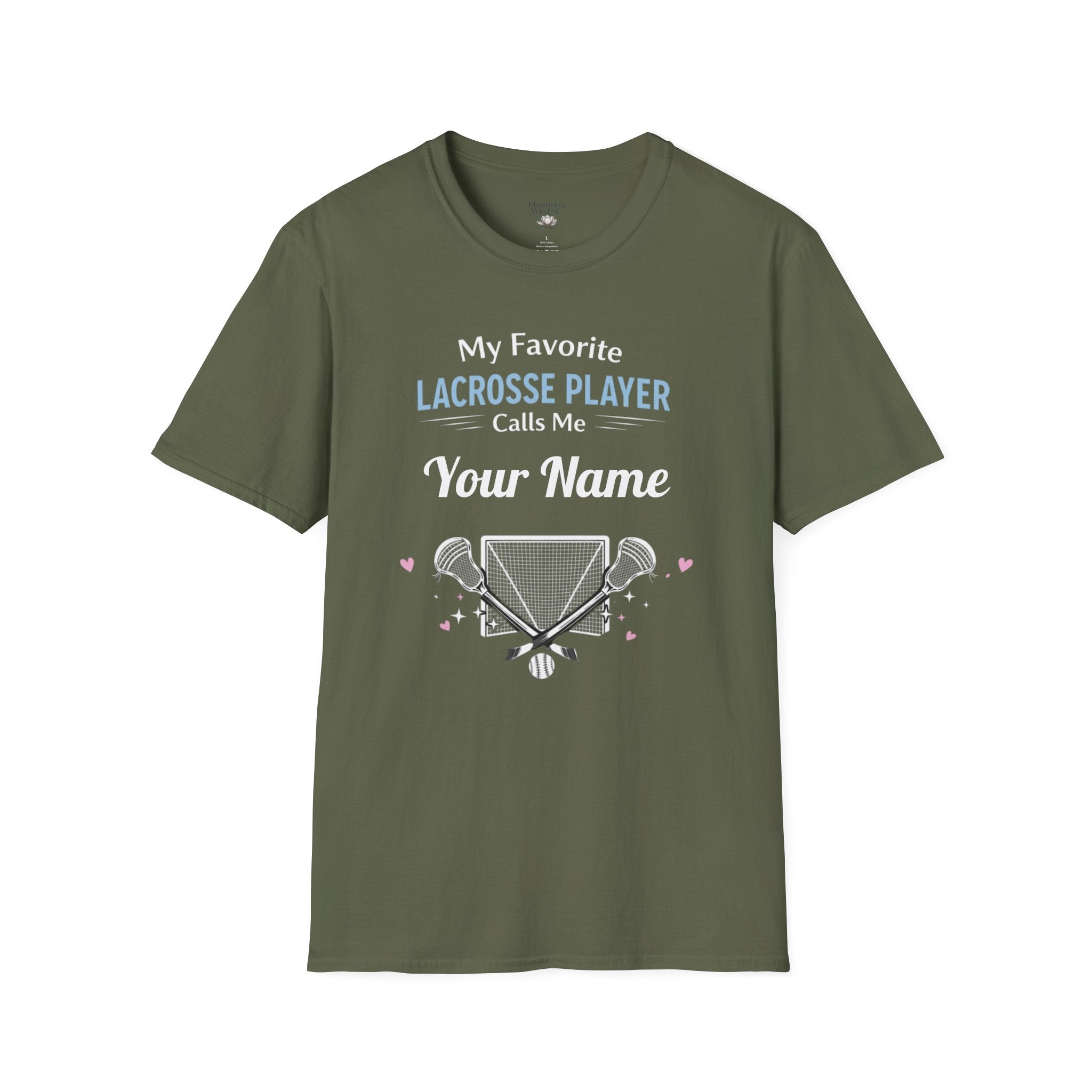 Personalized 'My Favorite Lacrosse Player Calls Me' T-Shirt — Custom Name Lacrosse Tee