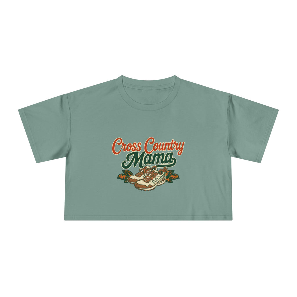 Cross Country Mama Crop Tee | Retro Cross Country Graphic, Mom Sports Top - Magnolia Wild SC