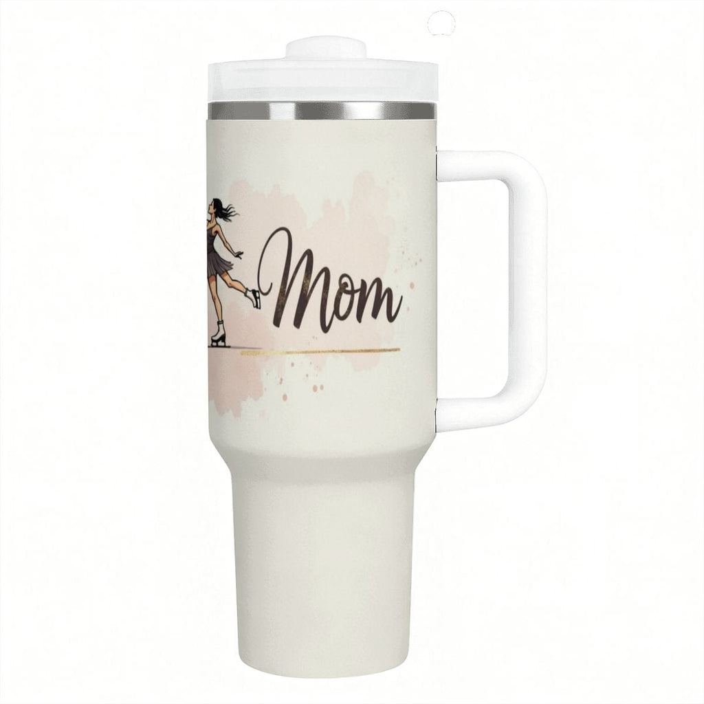 Elegant Watercolor Figure Skating Mom 40oz Insulated Tumbler with Handle and Straw - Magnolia Wild SC