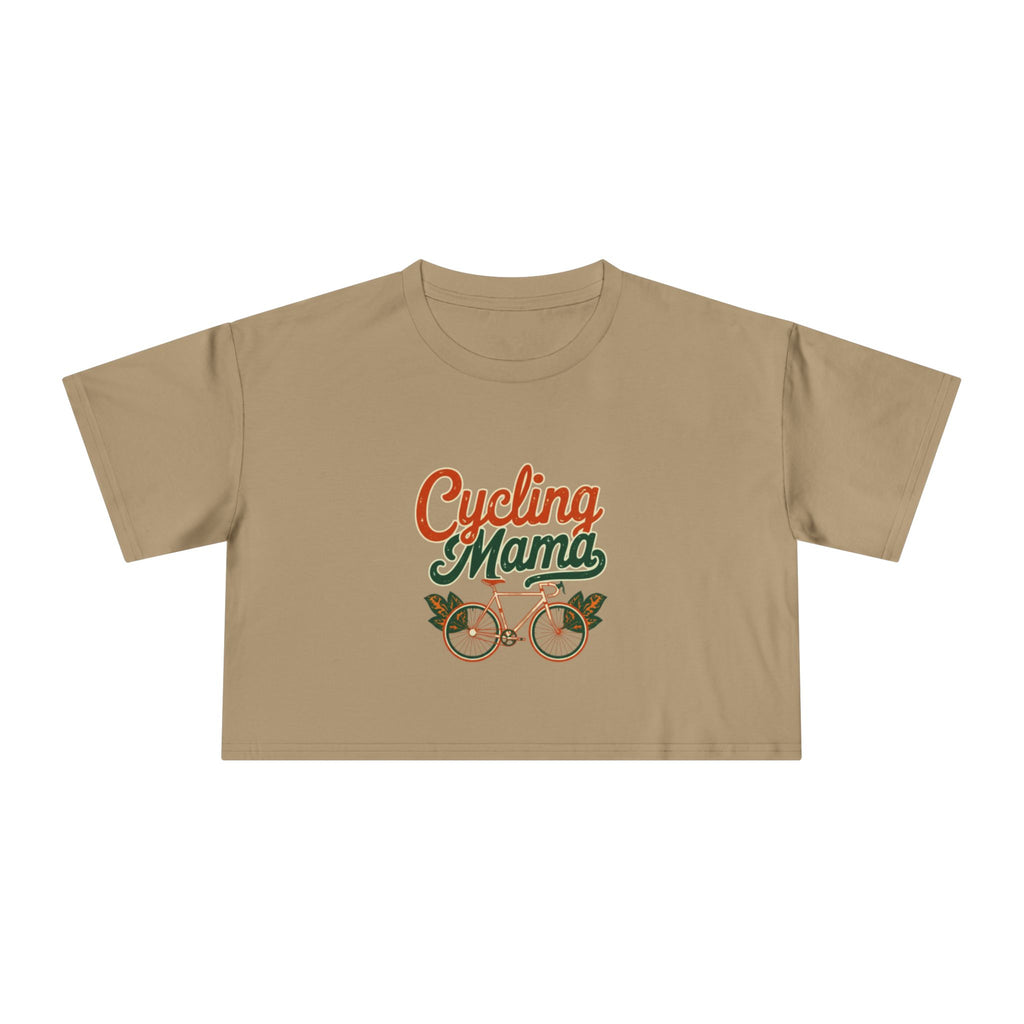 Cycling Mama Crop Tee — Retro Cycling Graphic - Magnolia Wild SC
