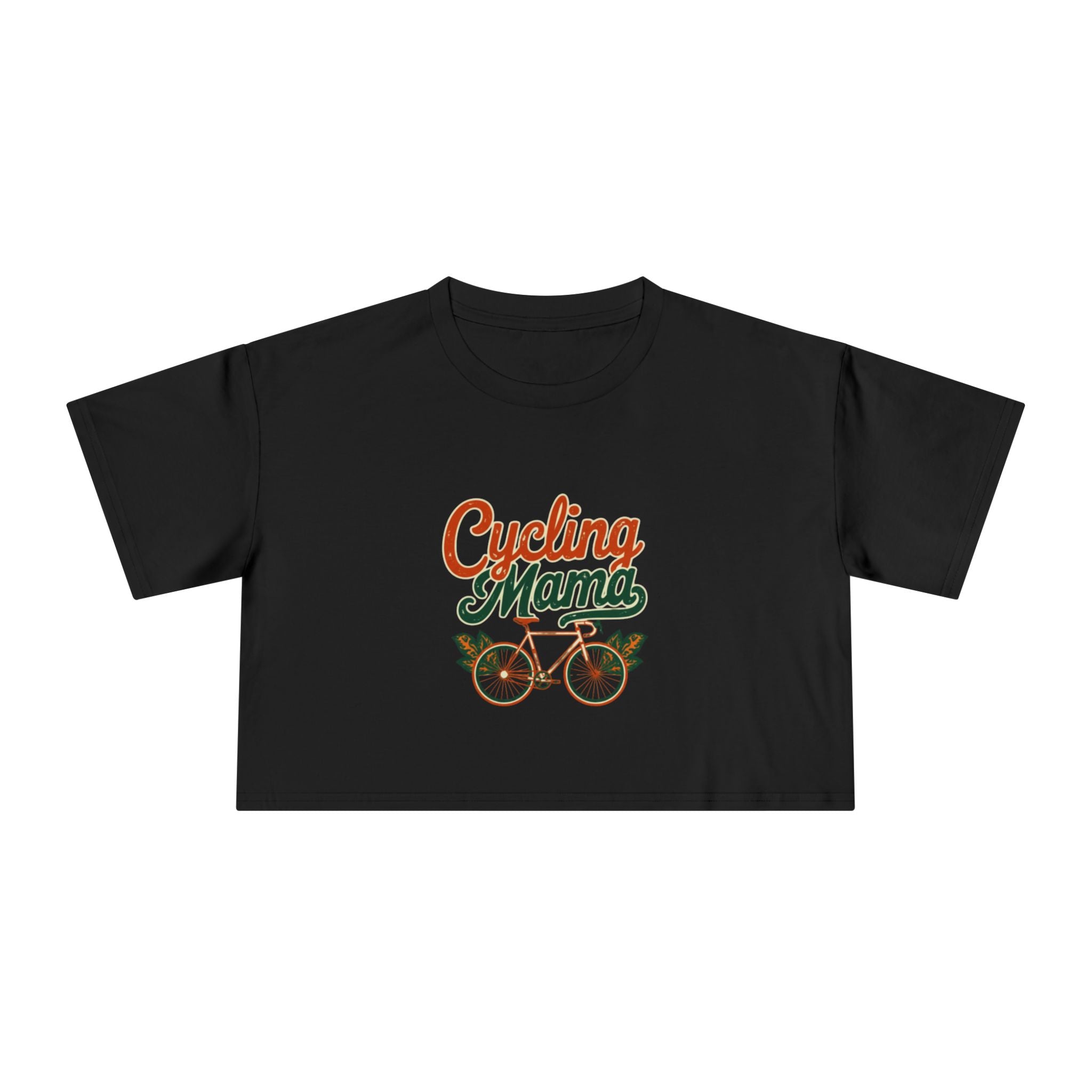 Cycling Mama Crop Tee — Retro Cycling Graphic - Magnolia Wild SC