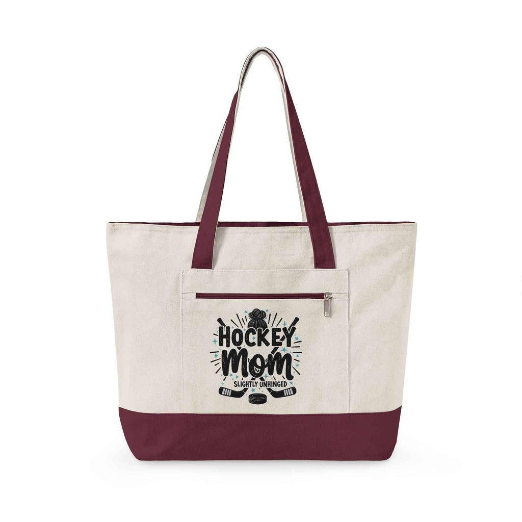 Personalized "Slightly Unhinged" Hockey Parent’s Survival Zippered Tote