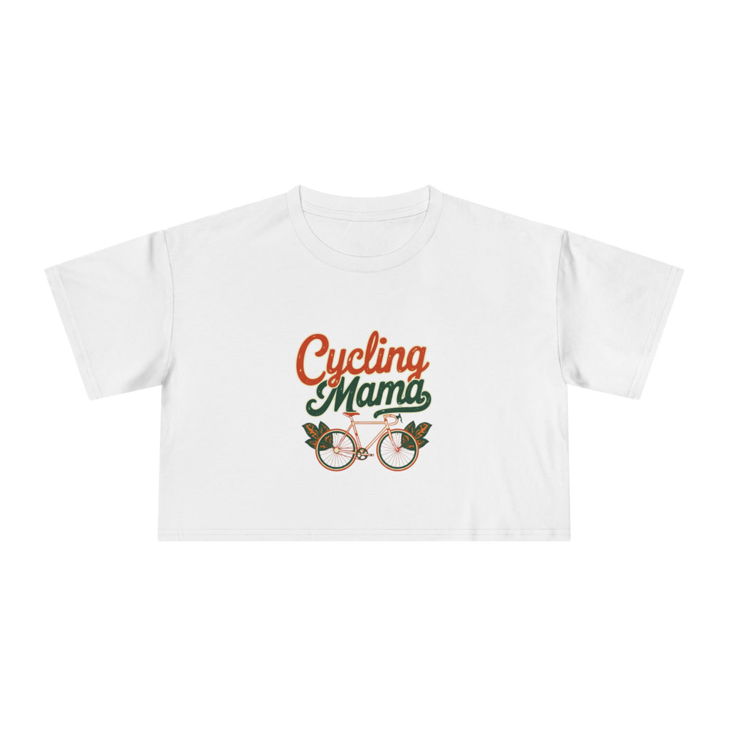 Cycling Mama Crop Tee — Retro Cycling Graphic - Magnolia Wild SC