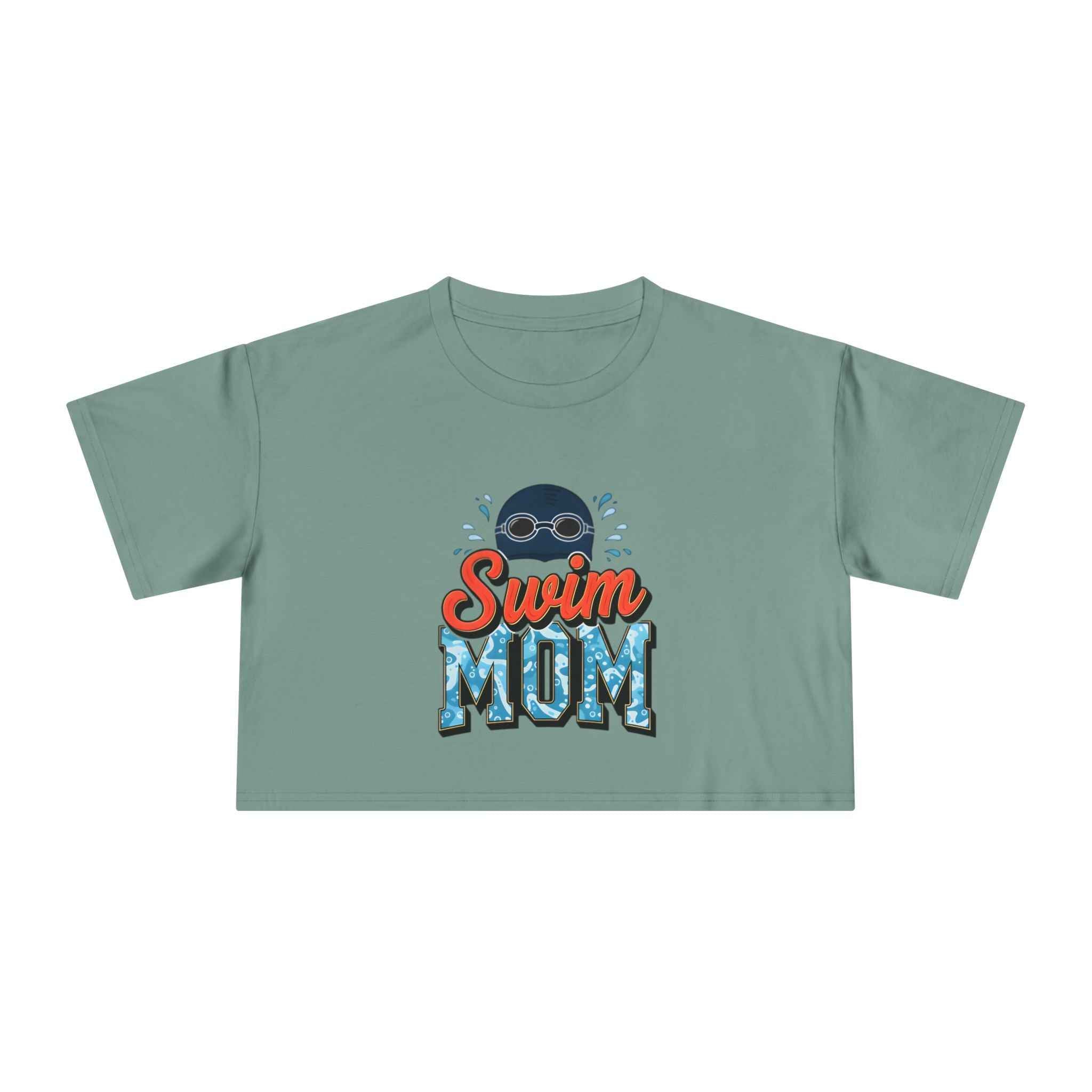 Swim Mom Print Crop Tee