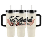 Elegant Football Mom 40oz Insulated Tumbler with Handle and Straw - Magnolia Wild SC