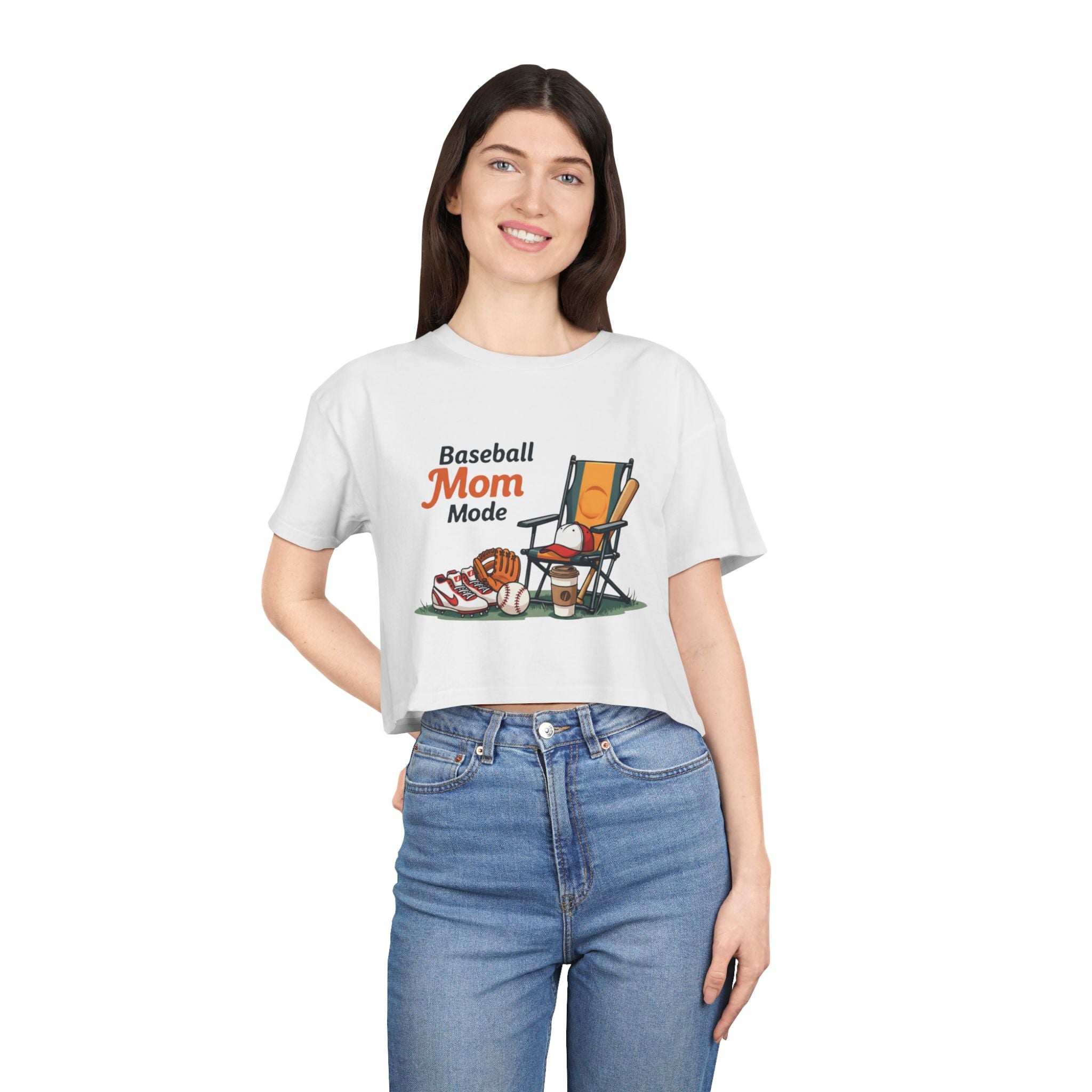 Baseball Mom Mode Crop Tee - Magnolia Wild SC