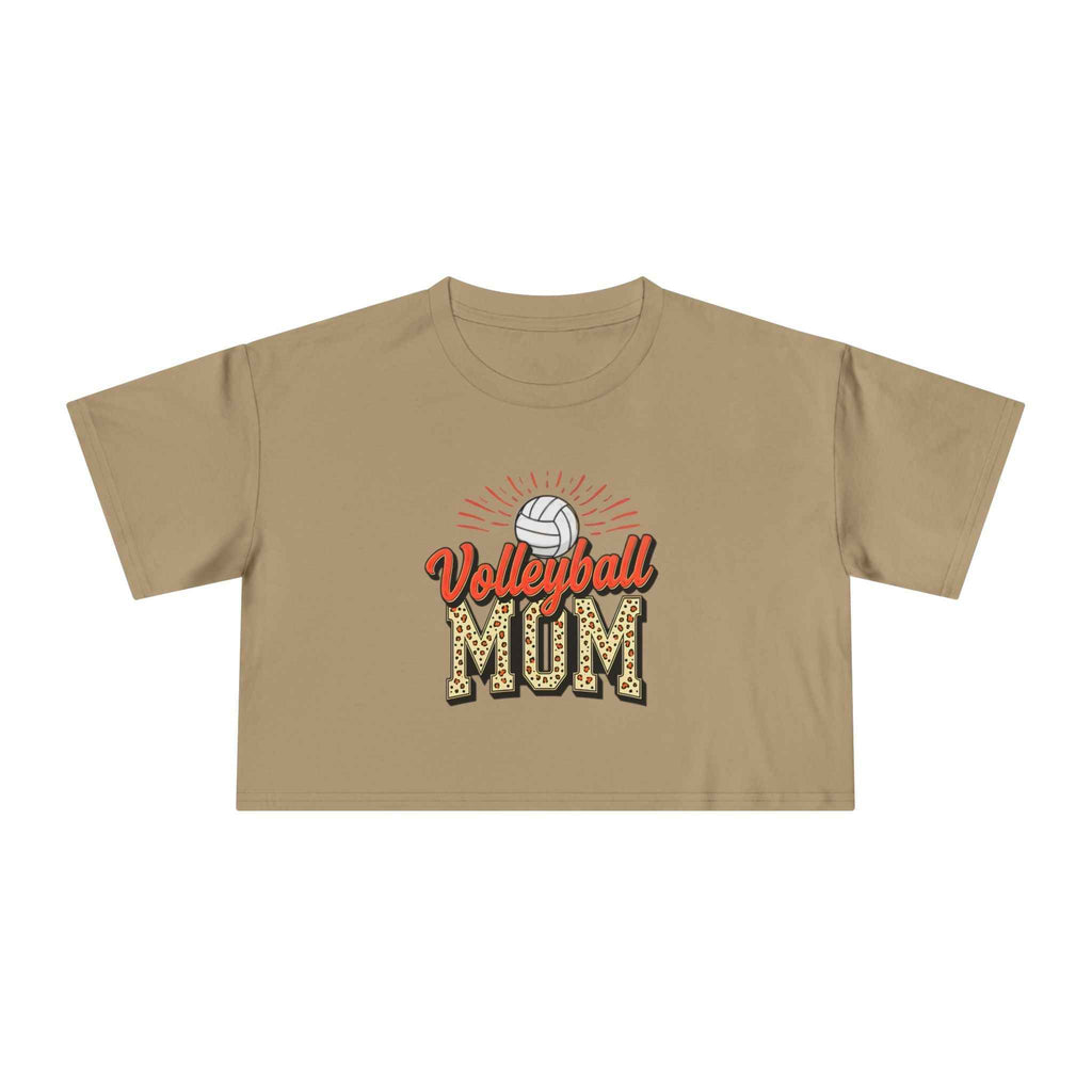 Volleyball Mom Cheetah Print Women's Crop Tee
