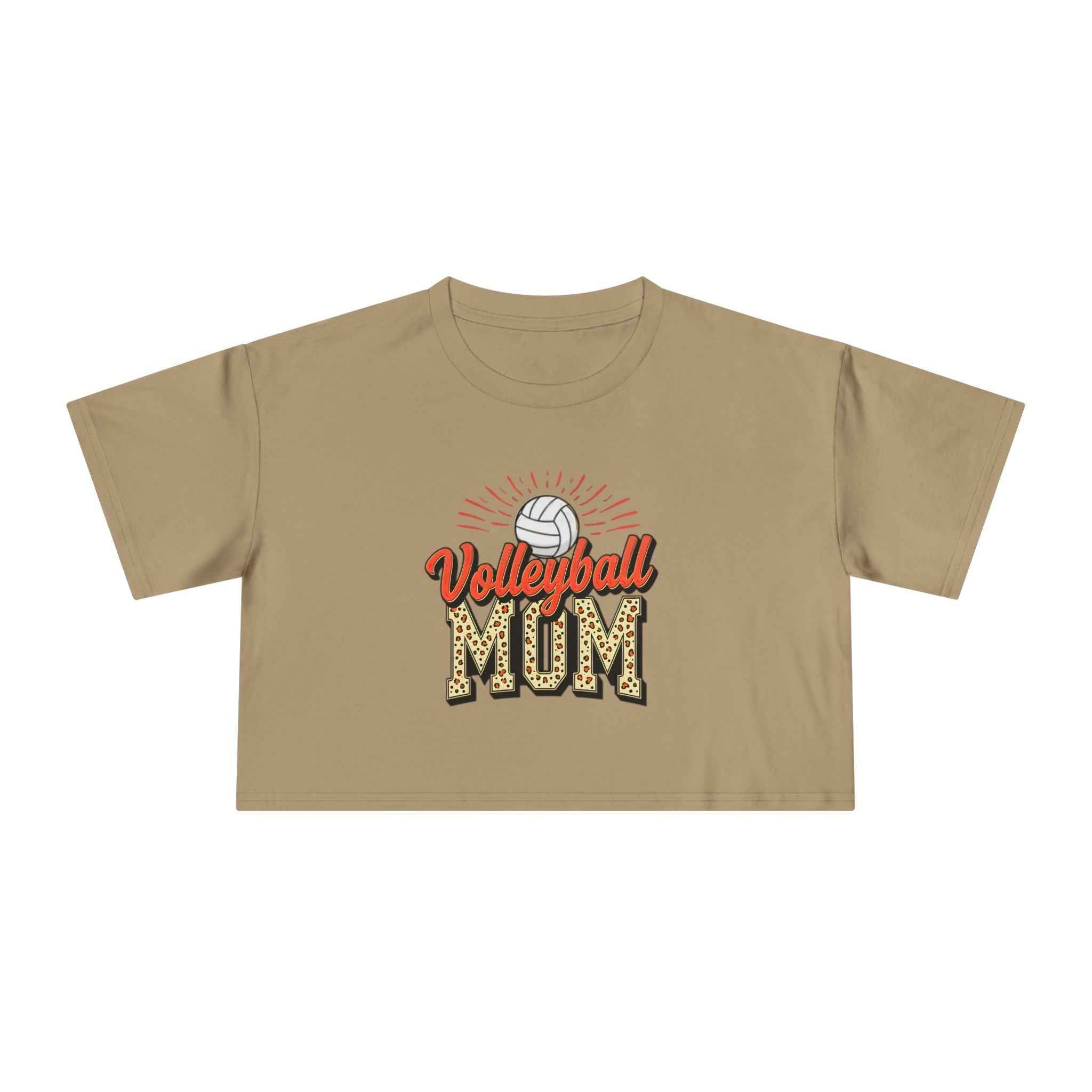 Volleyball Mom Cheetah Print Women's Crop Tee