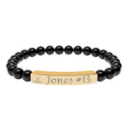 Personalizable Hockey Icon Bracelet Natural Stone Stretch Bar Bracelet | Engraving, Team Name, Player Name & Number