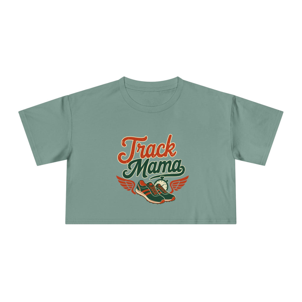 Track Mama Crop Tee | Retro Track and Field Graphic, Mom Sports Top - Magnolia Wild SC