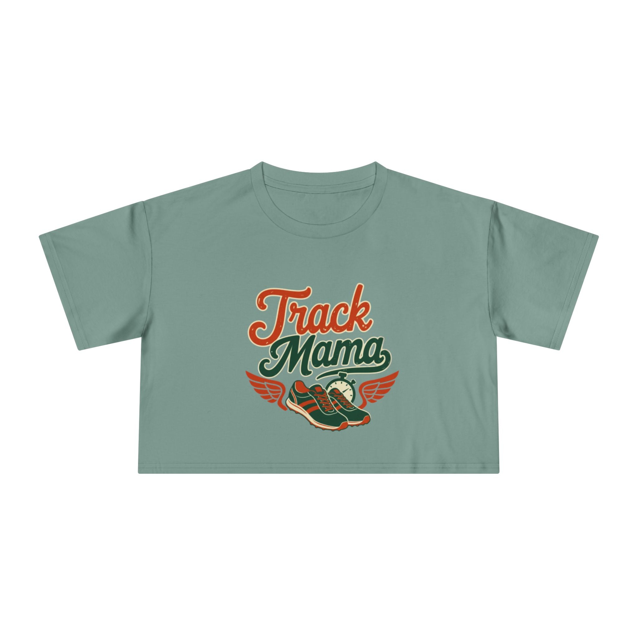 Track Mama Crop Tee | Retro Track and Field Graphic, Mom Sports Top - Magnolia Wild SC