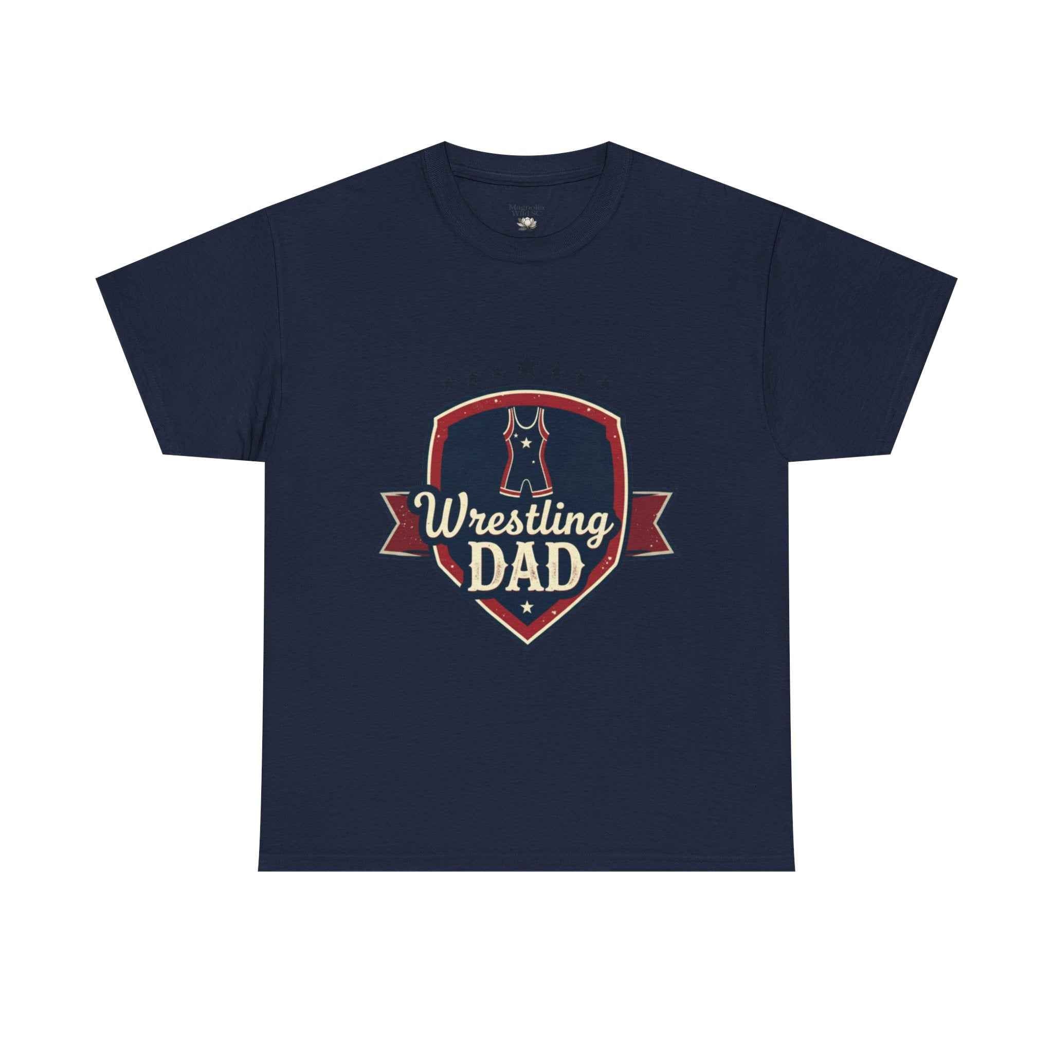 Retro Badge Style: The Vintage Wrestling Dad Shield Tee