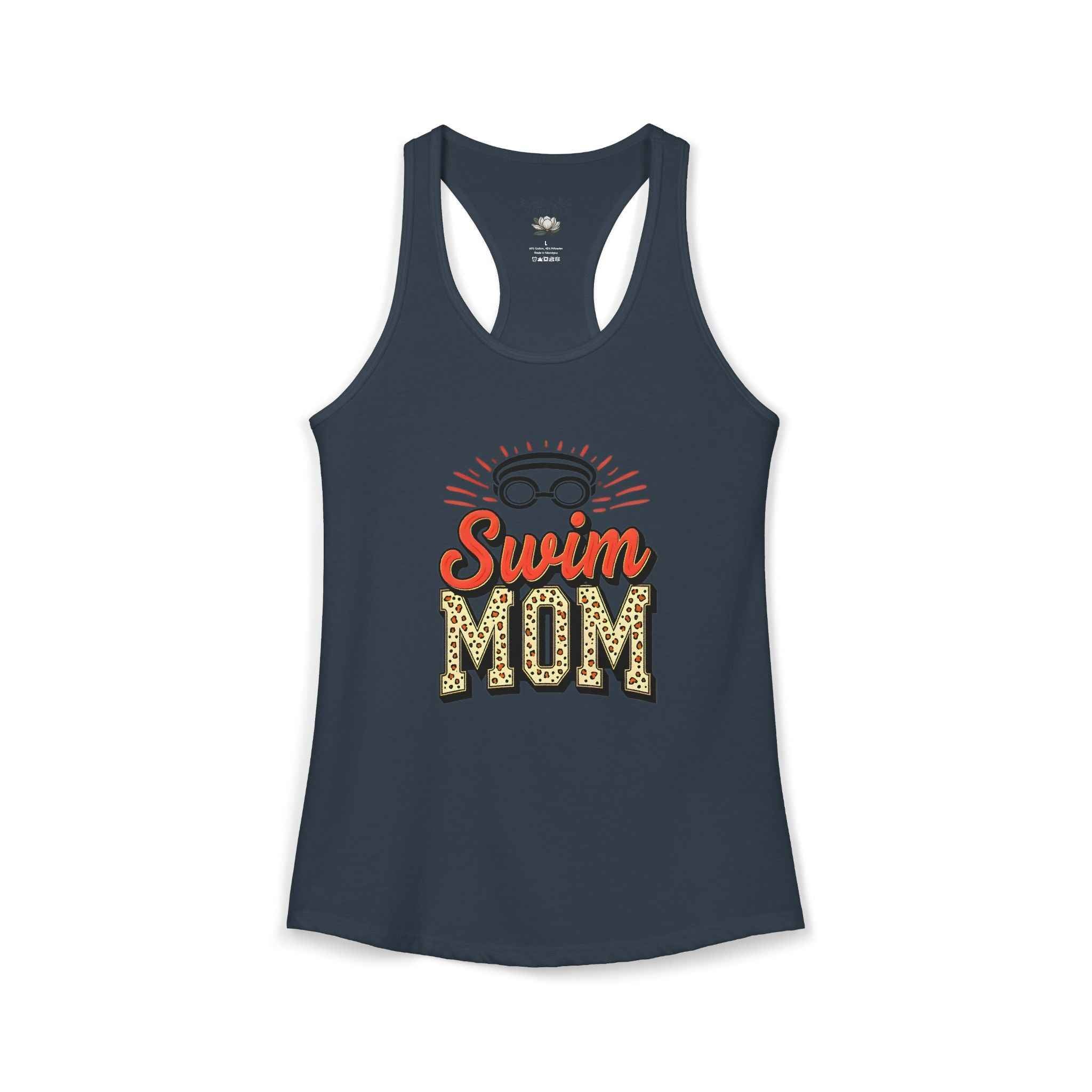 Swim Mom Racerback Tank – Personalized Name & Number Option