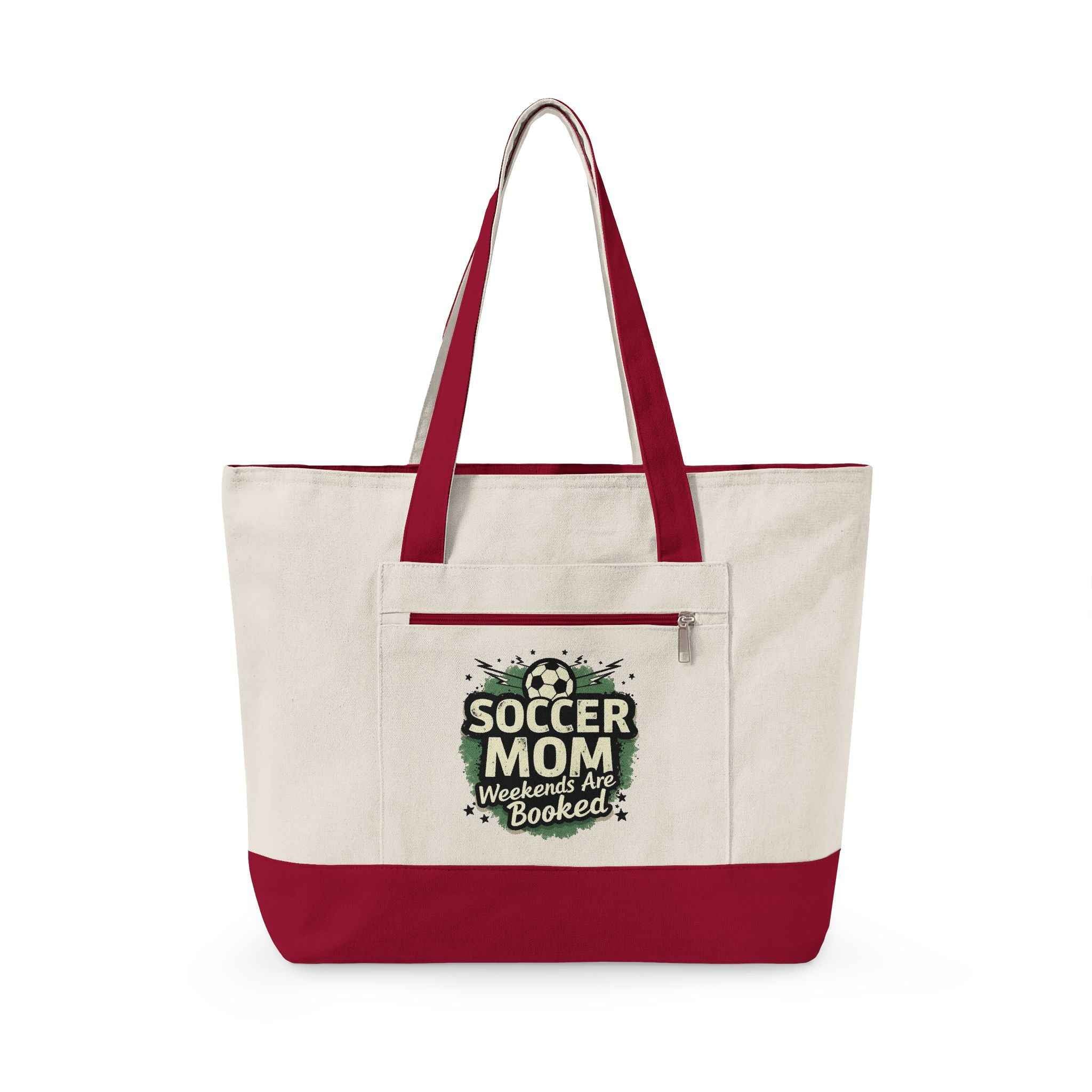 Personalized Soccer Mom Zippered Tote — Weekends Are Booked (Seriously!)