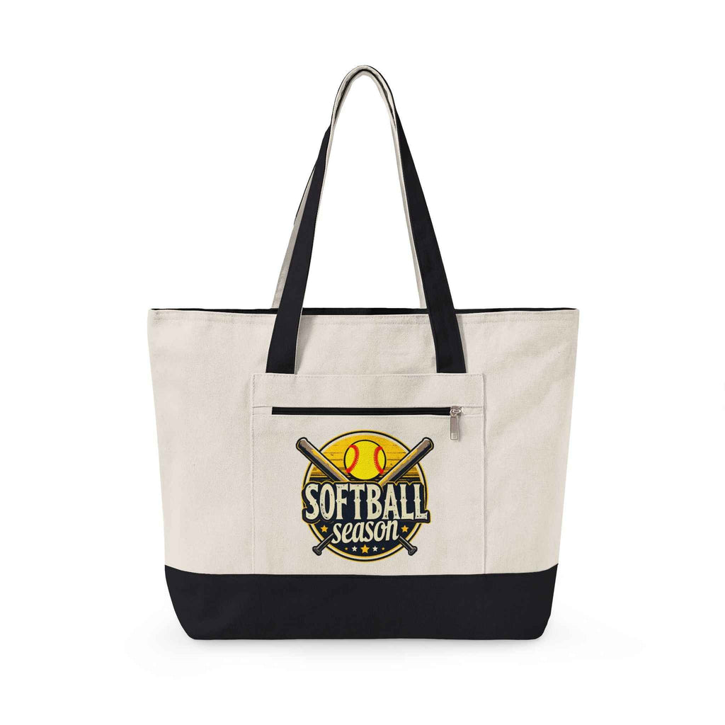 Personalized Softball Season Canvas Tote — Game Day Bag for Moms, Grandmas & Athletes