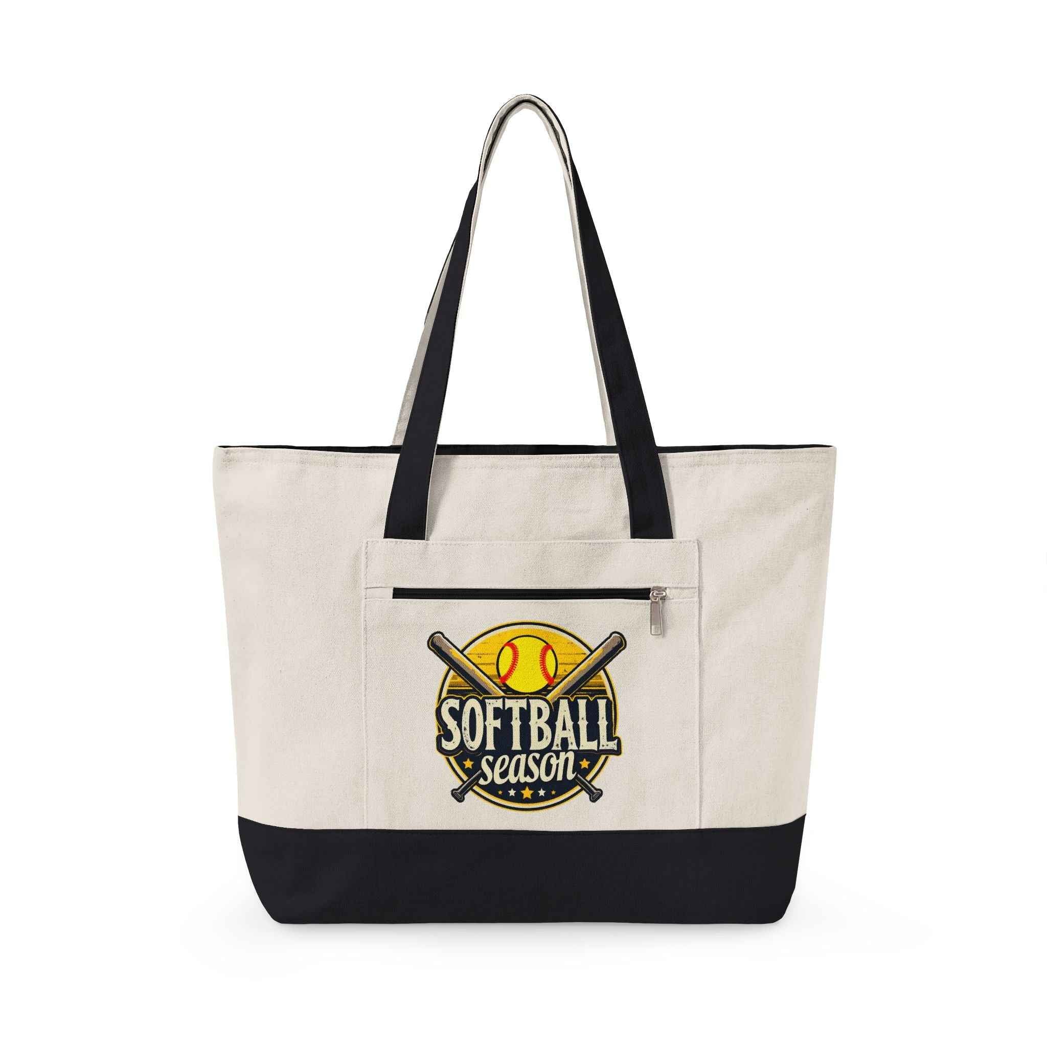 Personalized Softball Season Canvas Tote — Game Day Bag for Moms, Grandmas & Athletes