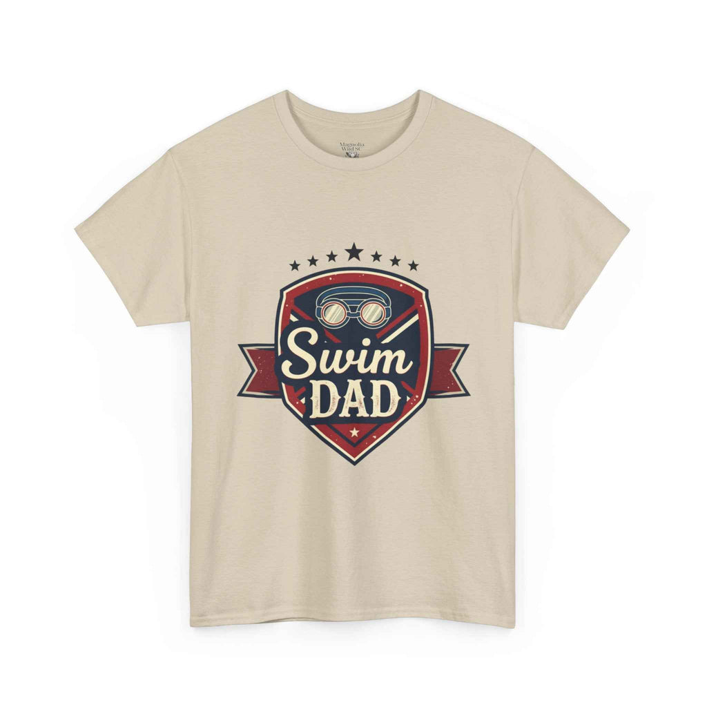 Retro Badge Style: The Vintage Swim Dad Shield Tee