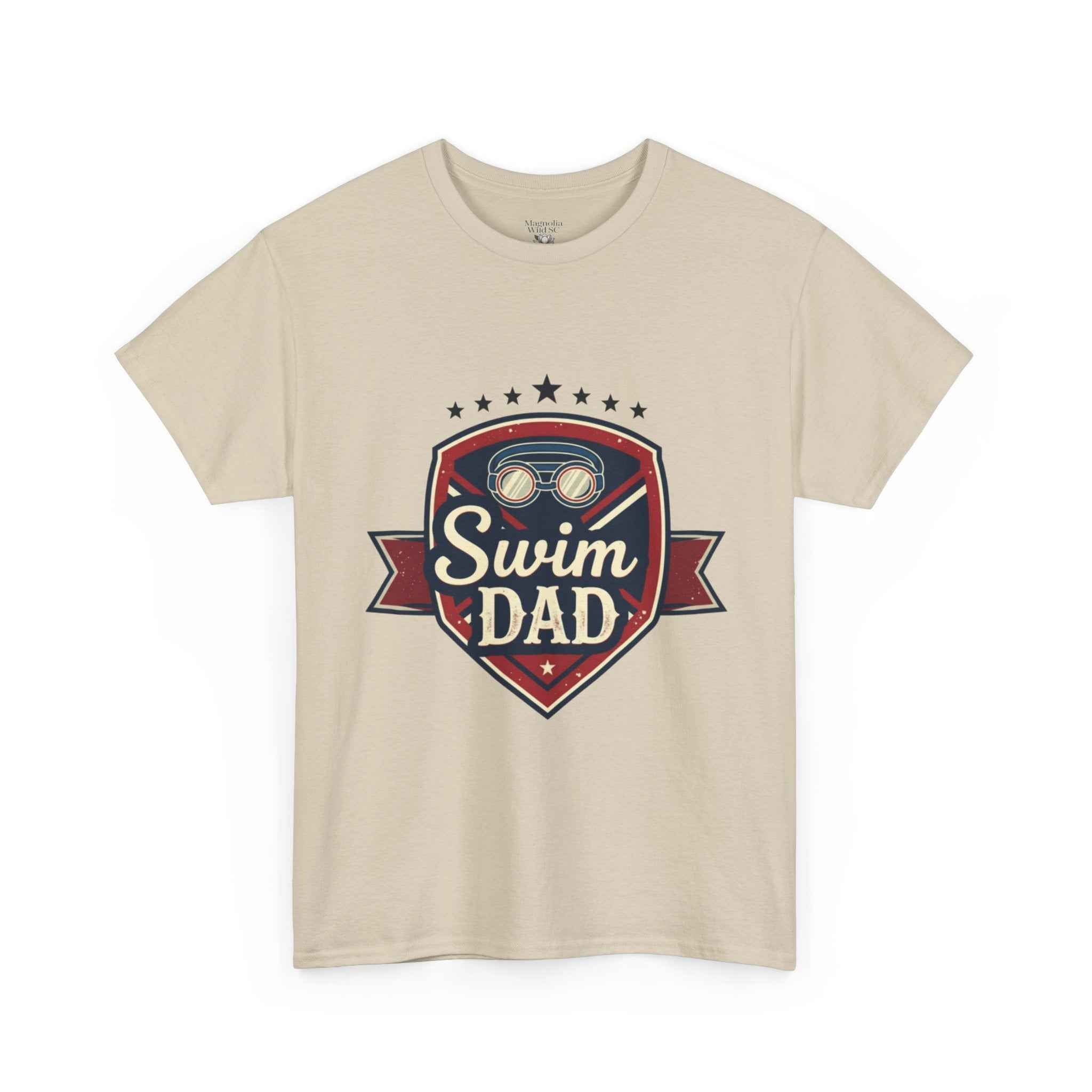 Retro Badge Style: The Vintage Swim Dad Shield Tee