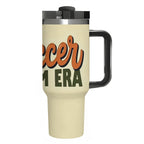 Retro "Soccer Mom Era" 40oz Insulated Tumbler with Handle and Straw - Magnolia Wild SC