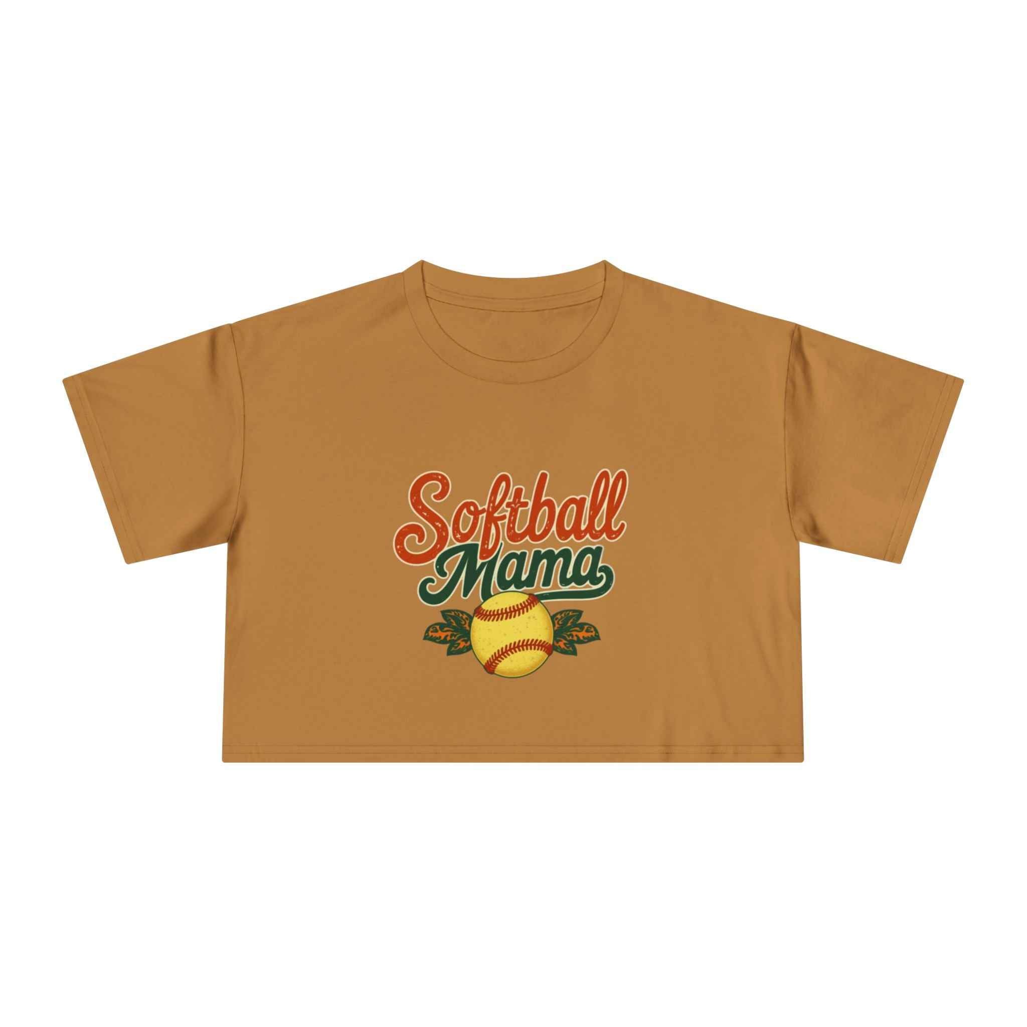 Softball Mama Crop Tee | Retro Softball Graphic, Mom Sports Top