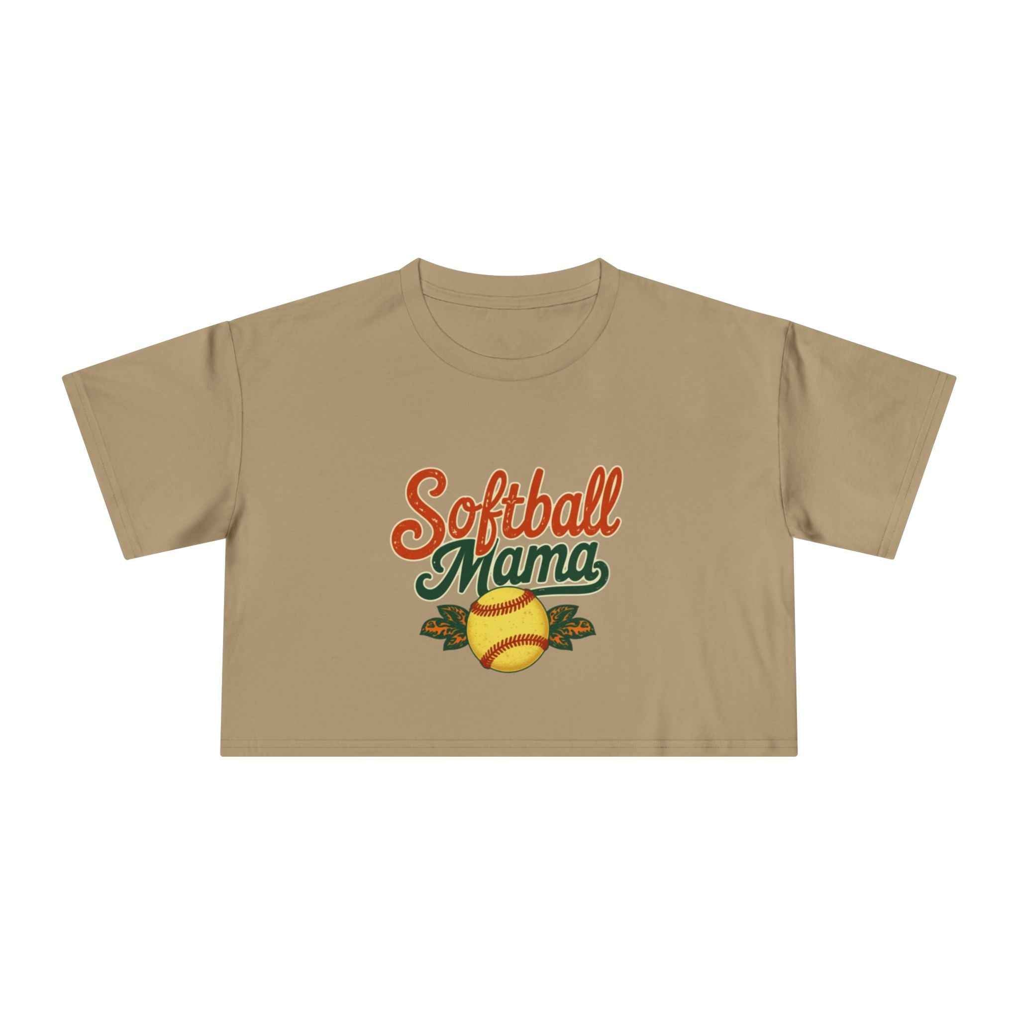 Softball Mama Crop Tee | Retro Softball Graphic, Mom Sports Top