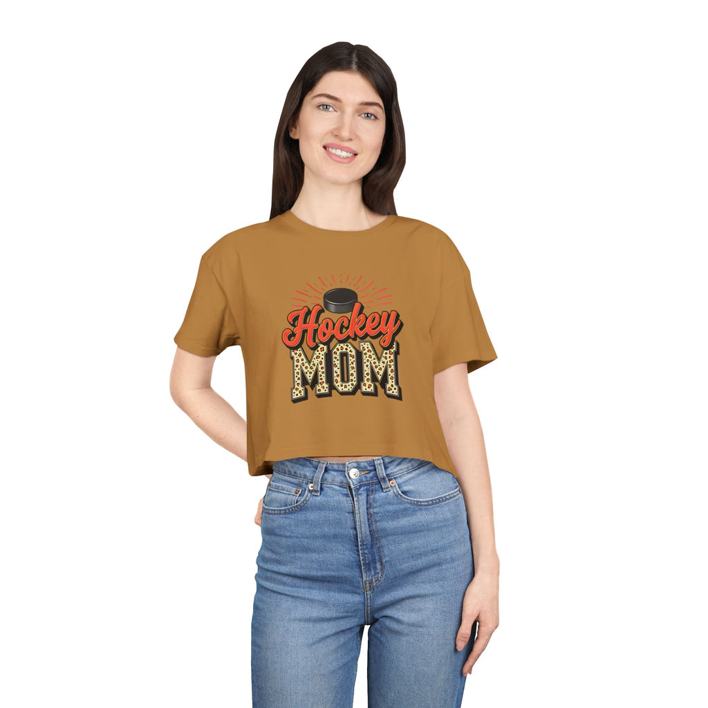 Hockey Mom Cheetah Print Women's Crop Tee - Magnolia Wild SC