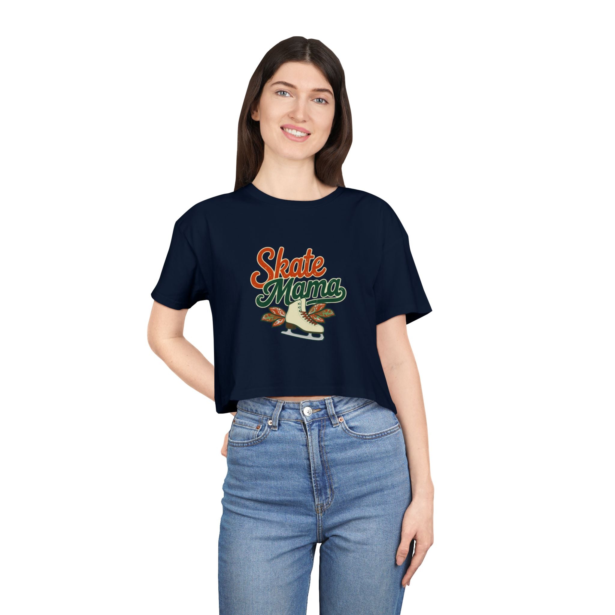 Figure Skating Mama Crop Tee | Retro Figure Skating Graphic, Mom Sports Top - Magnolia Wild SC