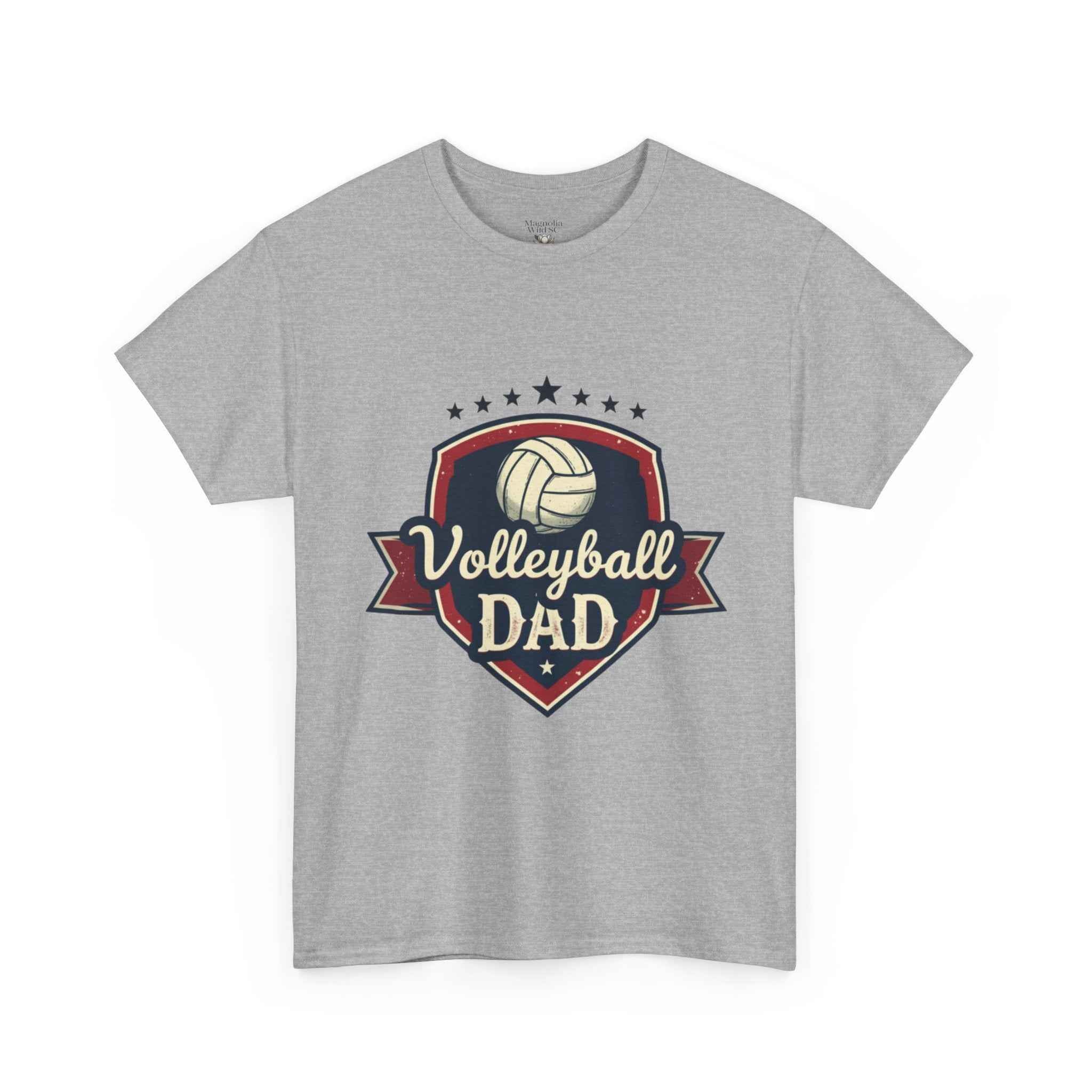 Retro Badge Style: The Vintage Volleyball Dad Shield Tee