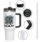"My Kid Hits Harder Than My Alarm Clock" Hockey Mom 40oz Tumbler with Handle and Straw - Magnolia Wild SC