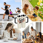 Elegant Football Mom 40oz Insulated Tumbler with Handle and Straw - Magnolia Wild SC