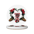 Soccer Mom Car Coasters – 2 Pack Ceramic Absorbent Cup Holder Inserts with Cork Base - Magnolia Wild SC