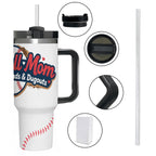Baseball Mom "Dirt, Diamonds & Dugouts" 40oz Insulated Tumbler with Handle and Straw - Magnolia Wild SC