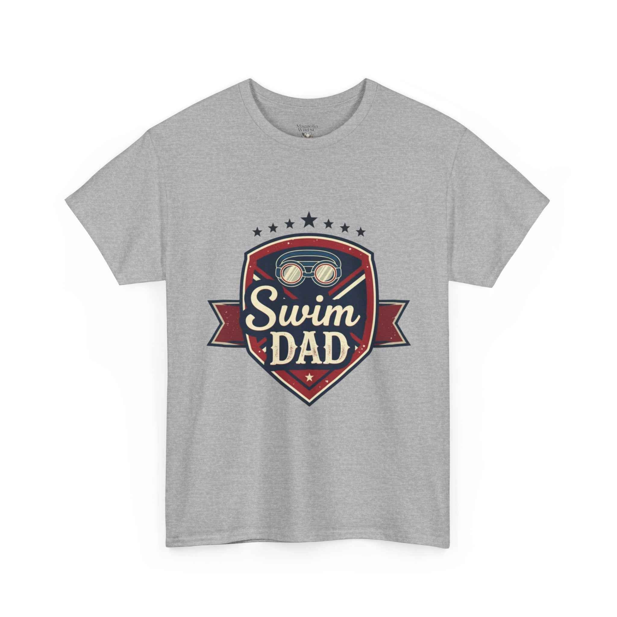 Retro Badge Style: The Vintage Swim Dad Shield Tee
