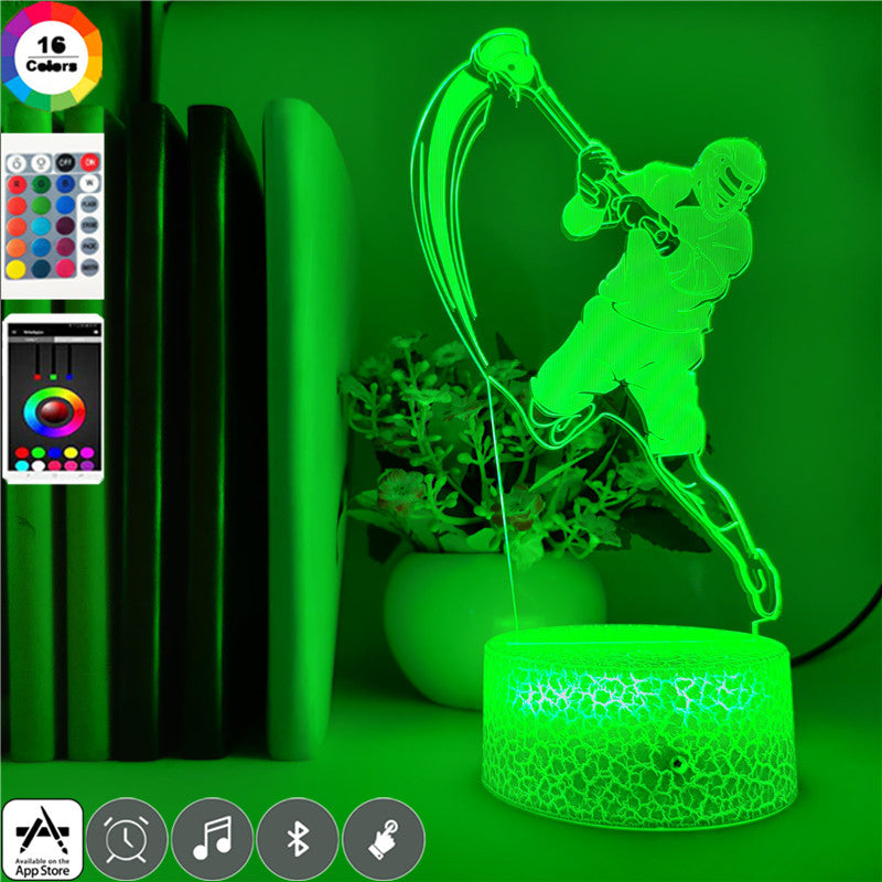 Lacrosse Sports Creative Color Gradient 3D Small Night Light - Magnolia Wild SC