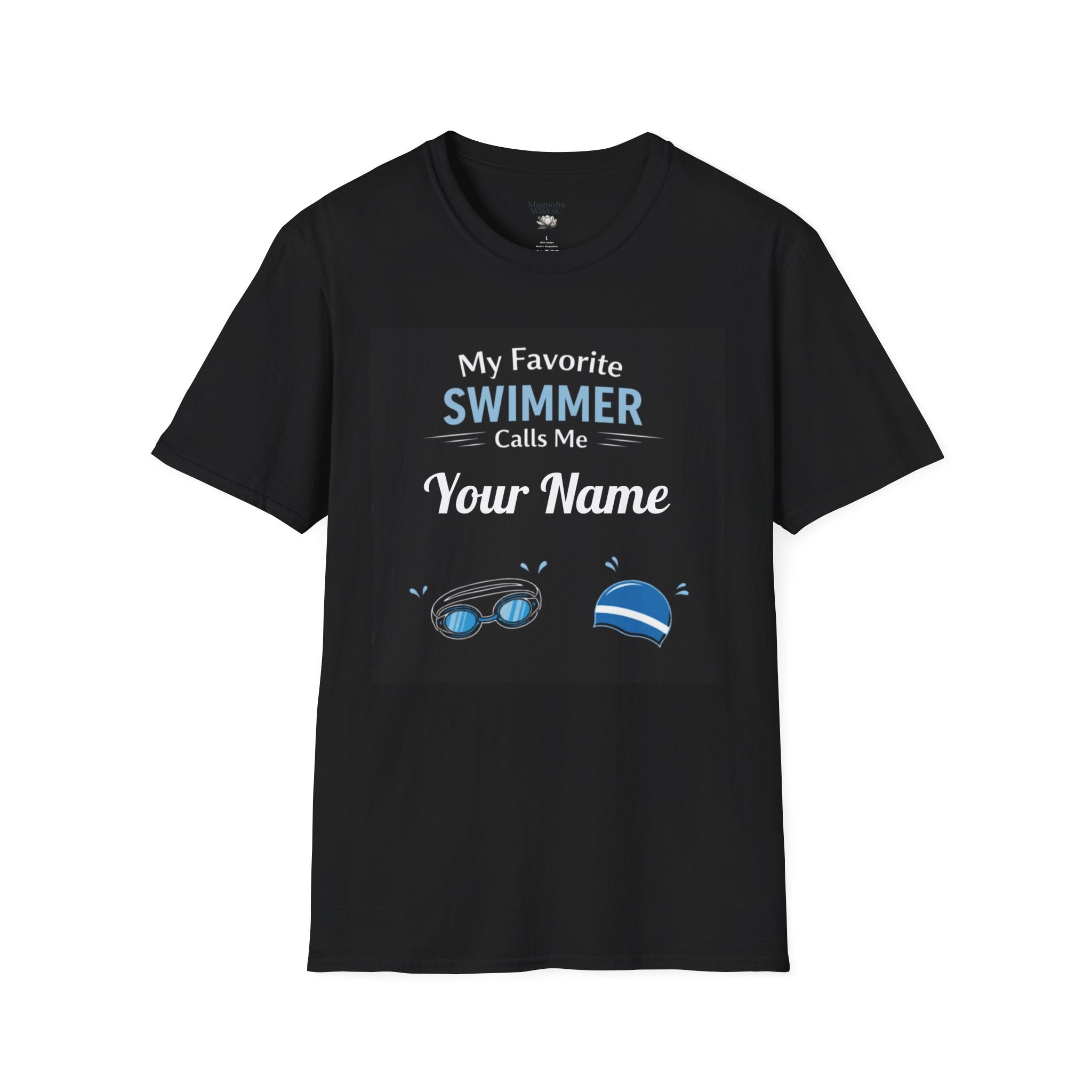 Personalized “My Favorite Swimmer Calls Me” T-Shirt – Custom Name Swim Tee - Magnolia Wild SC