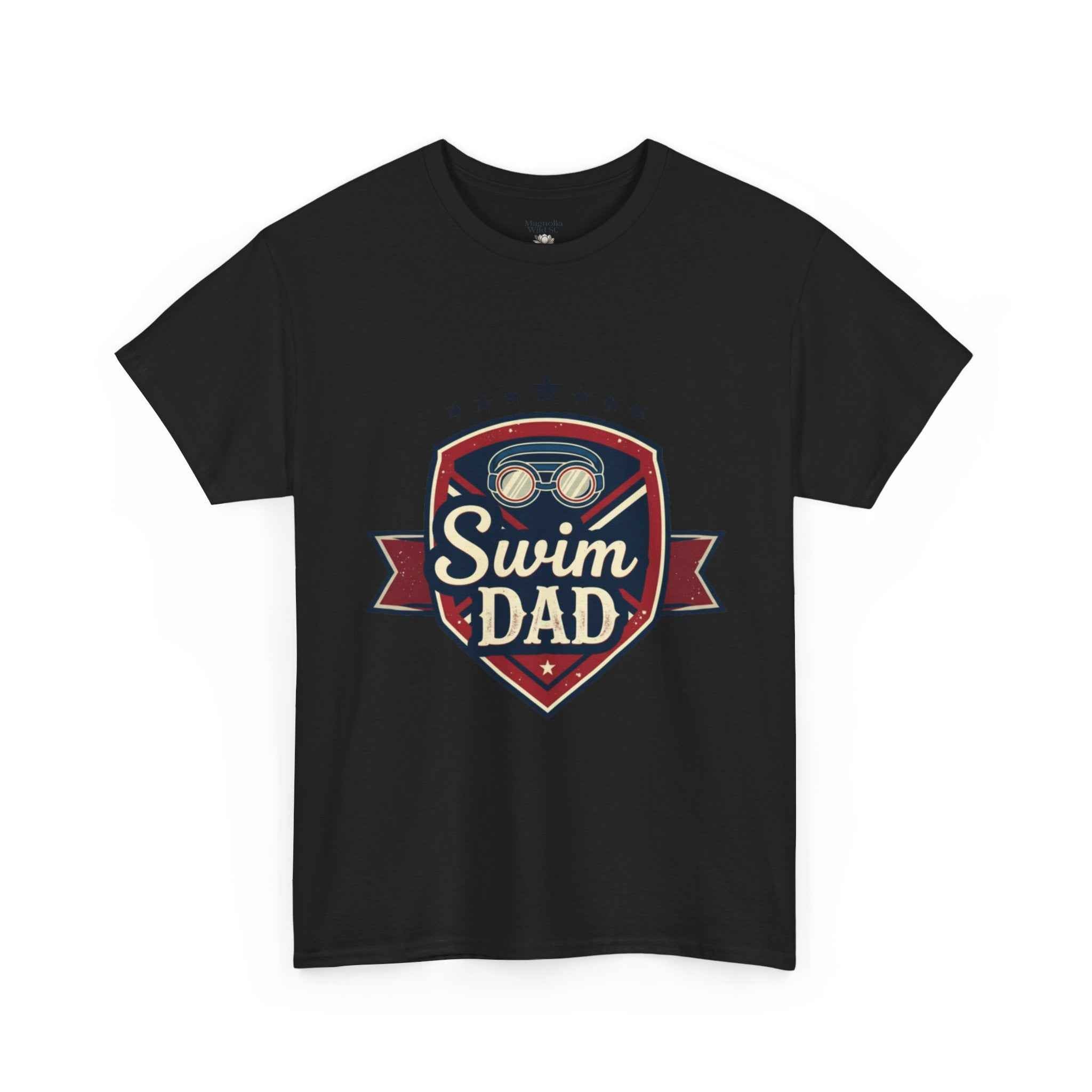 Retro Badge Style: The Vintage Swim Dad Shield Tee